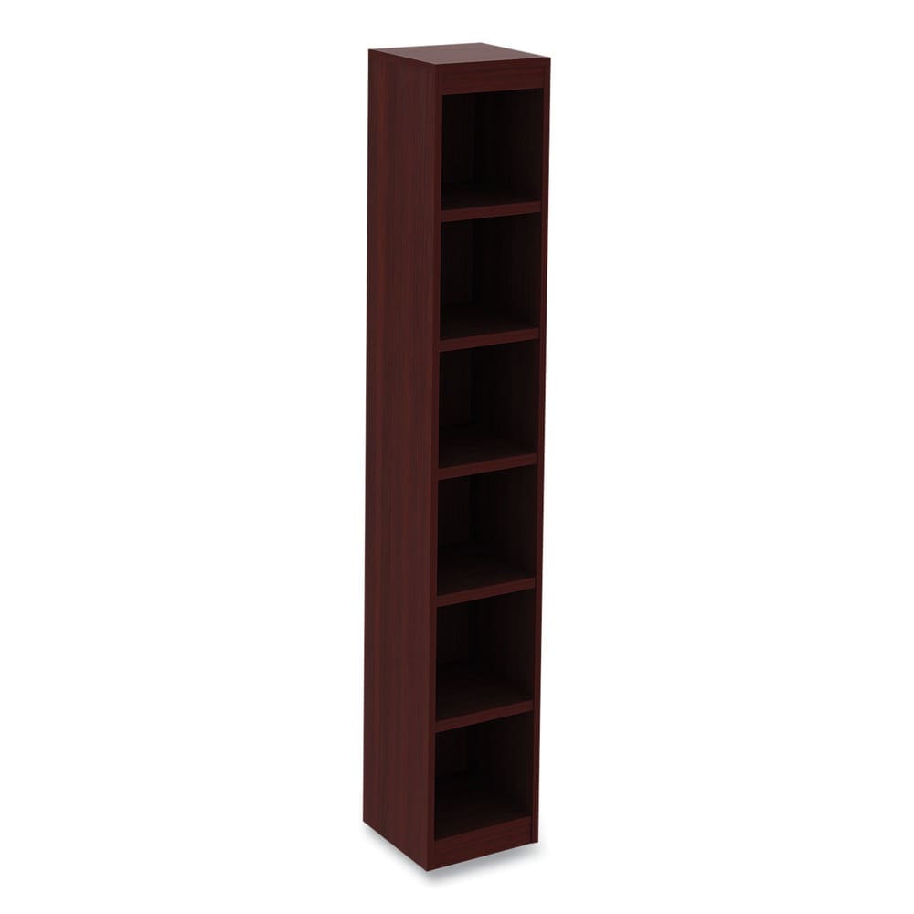 Alera Valencia Series 6-Shelf Narrow Profile Bookcase in Mahogany - 11.81 x 11.81 x 71.73 inches #ALENVA67212MY