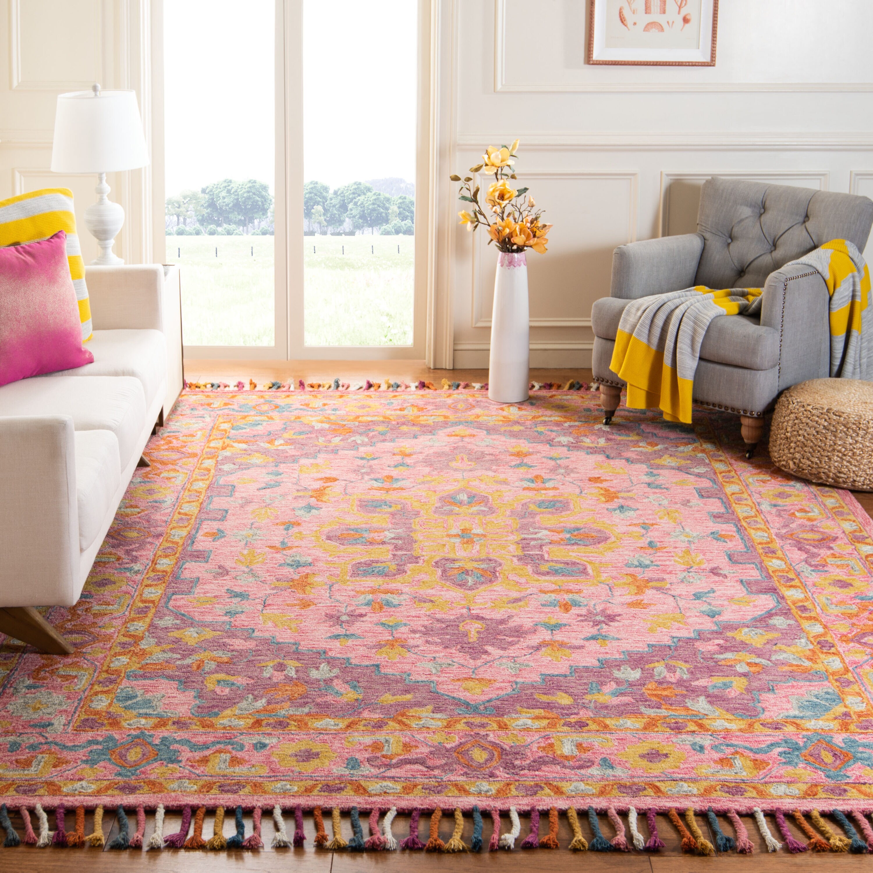  Aspen 226 Pink/Violet Traditional 8ft x 10ft Large Rectangle Rug