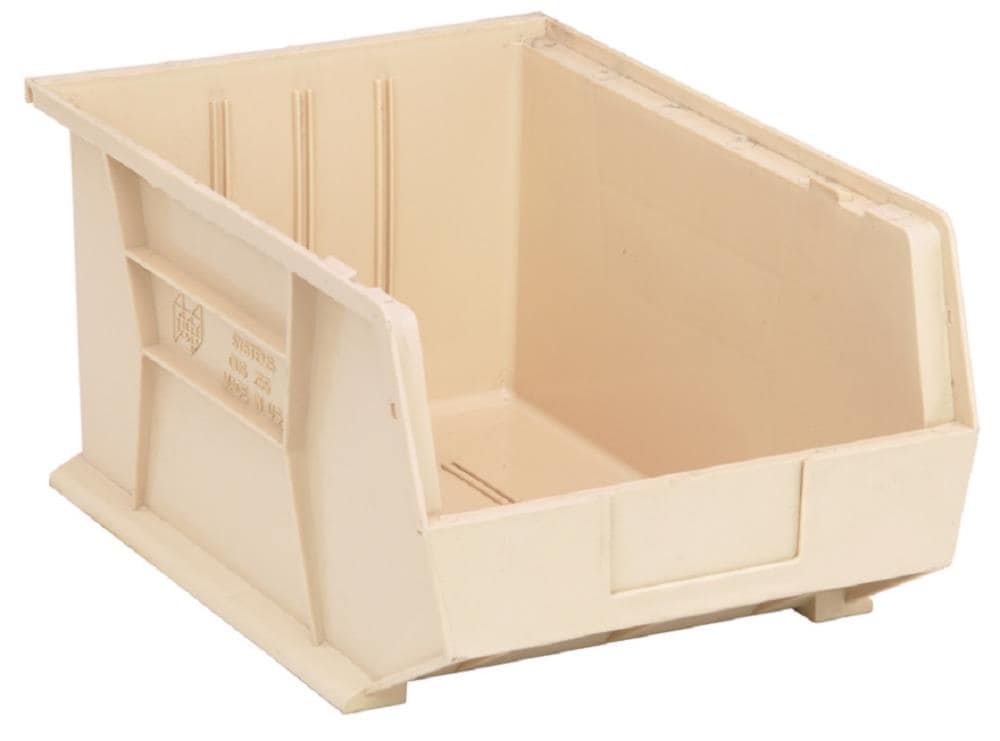 Quantum Storage Systems QUS255IV ULTRA (11-in W x 8-in H x 16-in D) Ivory Polypropylene Stackable Bin