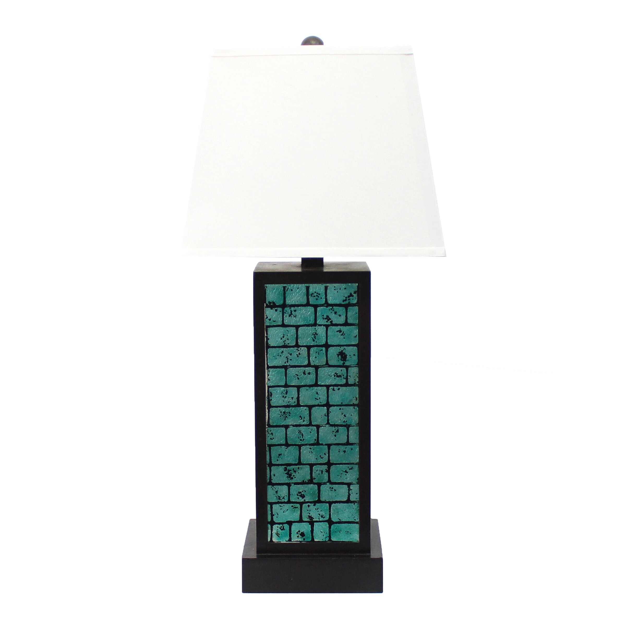 Benzara BM217238 31-in White, Blue LED Table Lamp with Fabric Shade