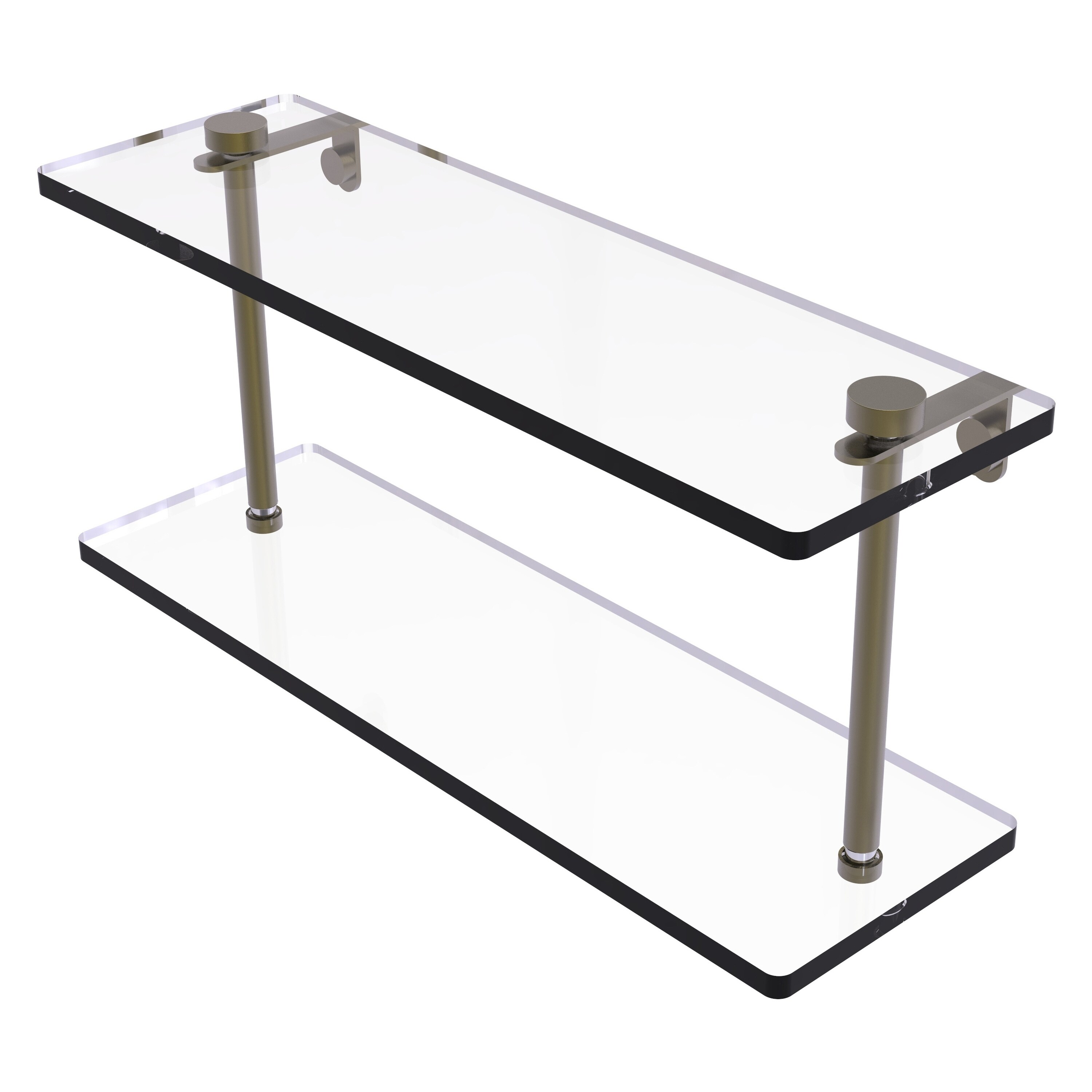 Allied Brass NS-2/16-ABR Antique Brass 2 -Tier Wall mount Bathroom Shelf ( 16-in x 8-in x 5-in )