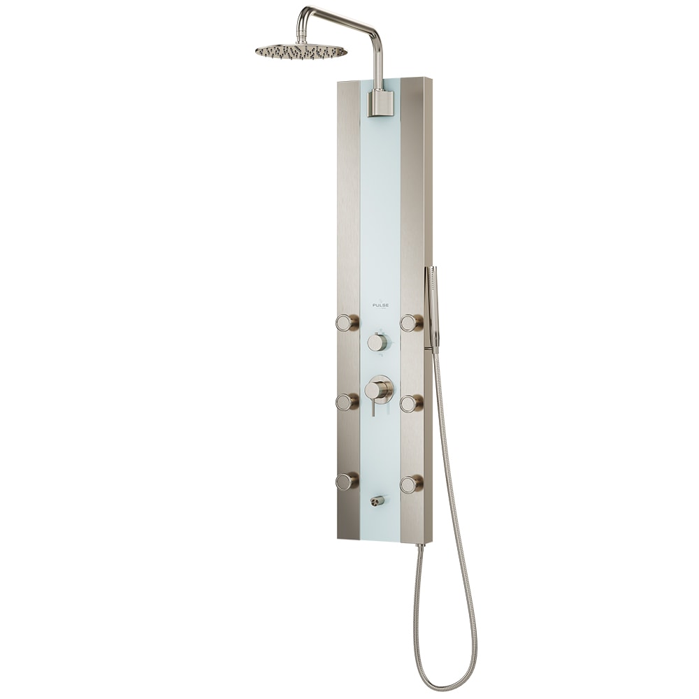 PULSE 1039W-BN-1.8GPM Brushed Stainless Steel 10-in Dual Head Shower Panel System with 4-way Diverter ( Pressure-balanced Valve Included )