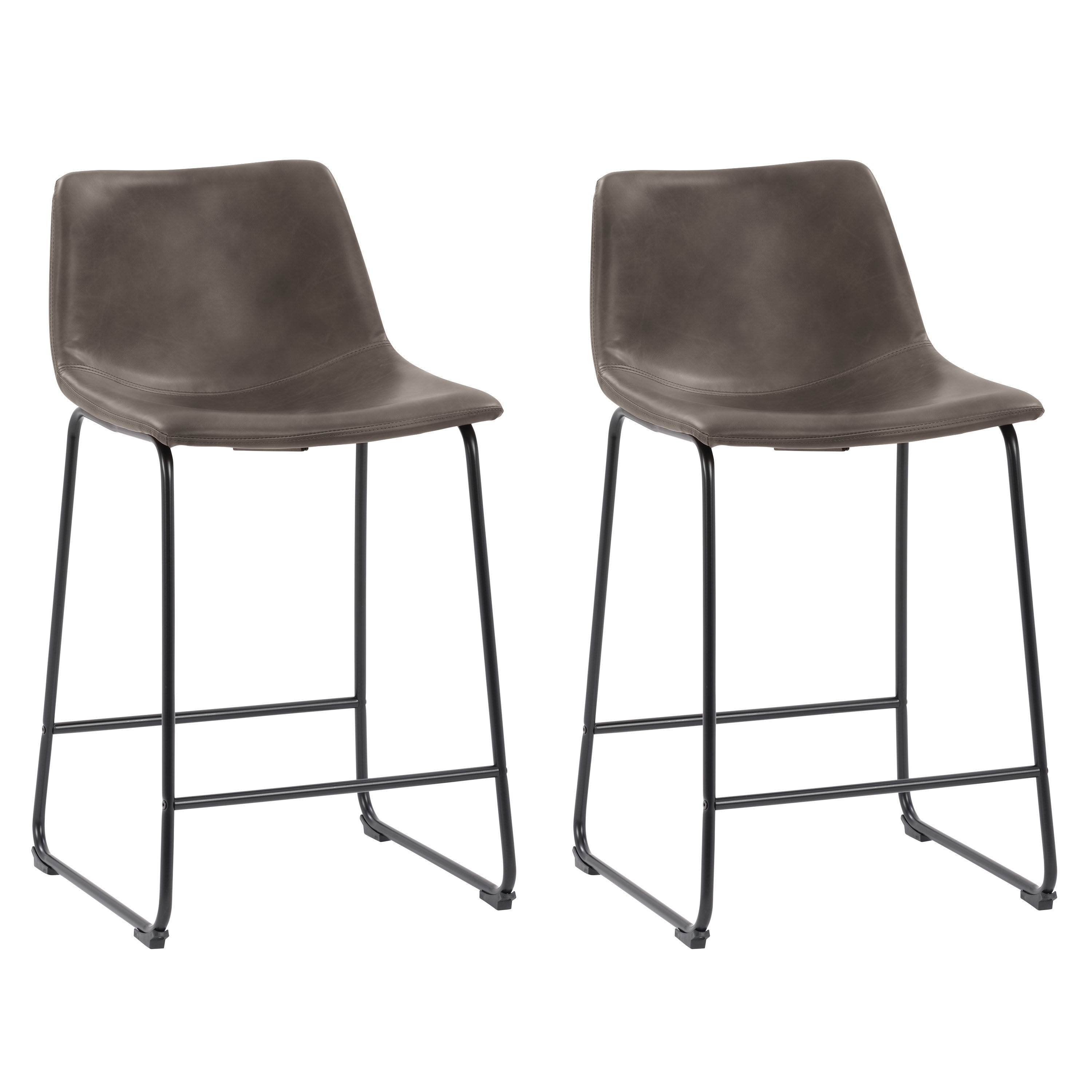 CorLiving DPU-810-B Palmer Grey 26.75-in H Adjustable Height Counter height Bucket seat Upholstered Metal Bar Stool and Back