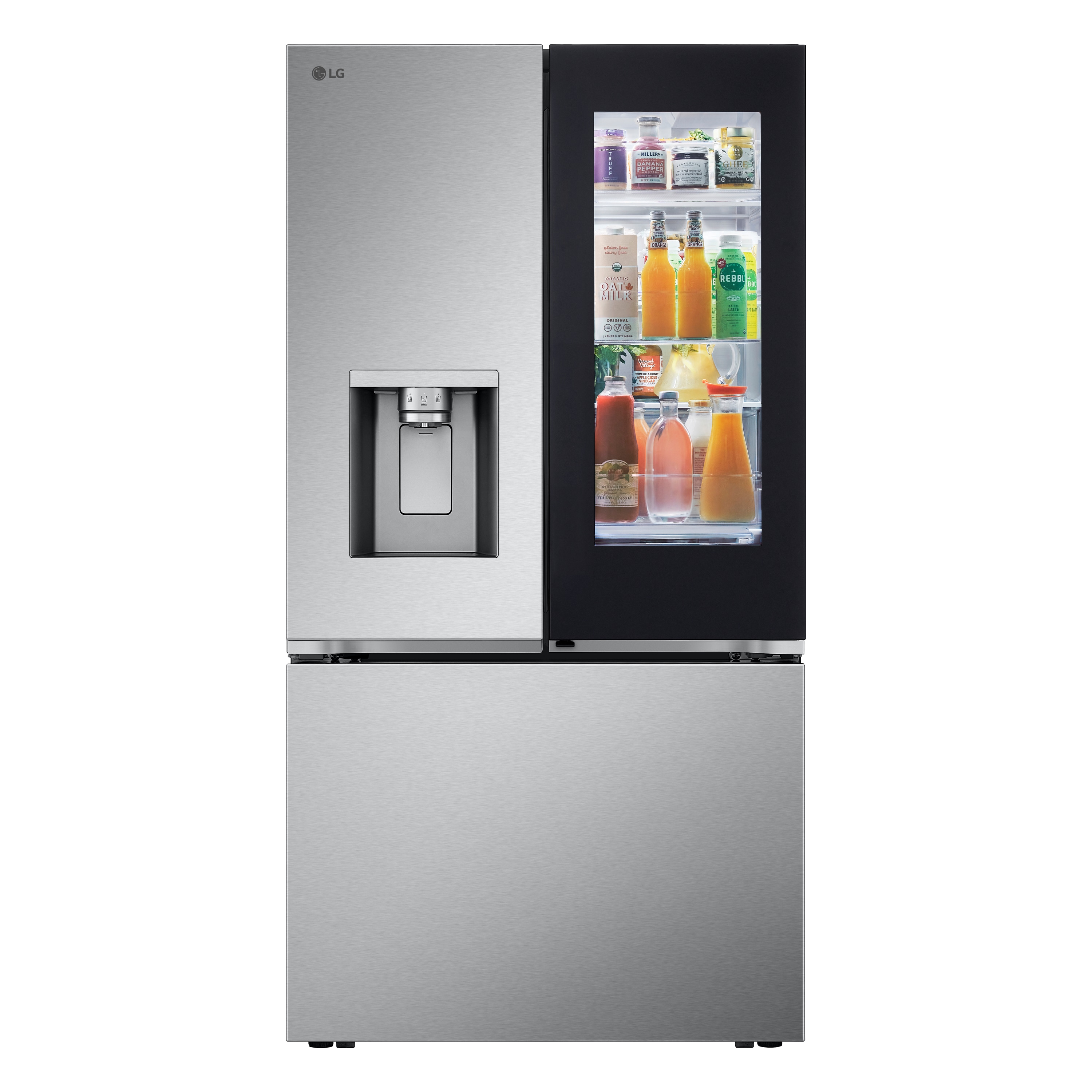LG Standard-Depth InstaView 30.7-cu ft 3 -Door 36-in Wide with Dual Ice Maker and Door within Door ( PrintProof Stainless Steel ) ENERGY STAR Certified
