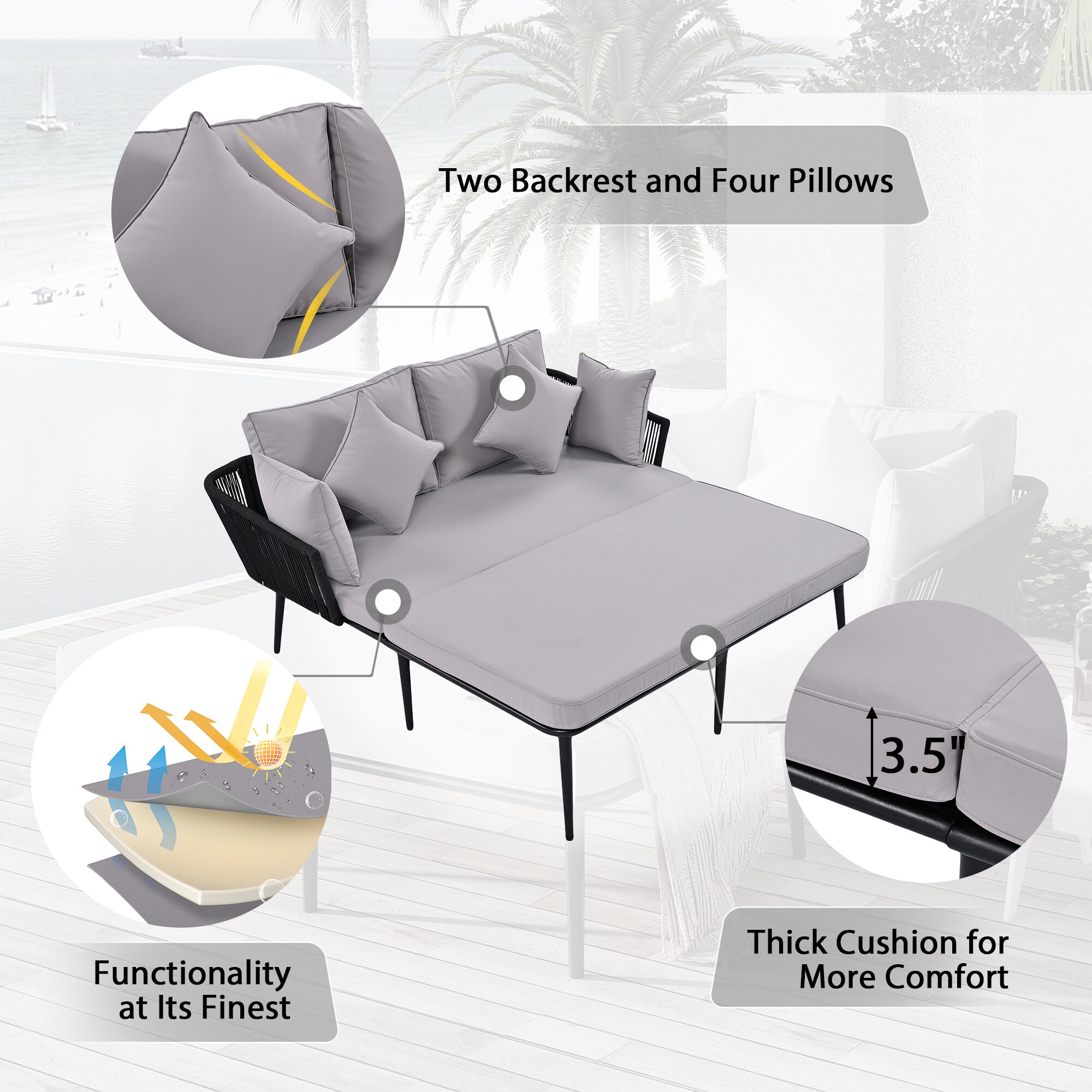 JIMSMAISON BOTMPDB03B-GR Patio-Sofas-Daybeds - View #7