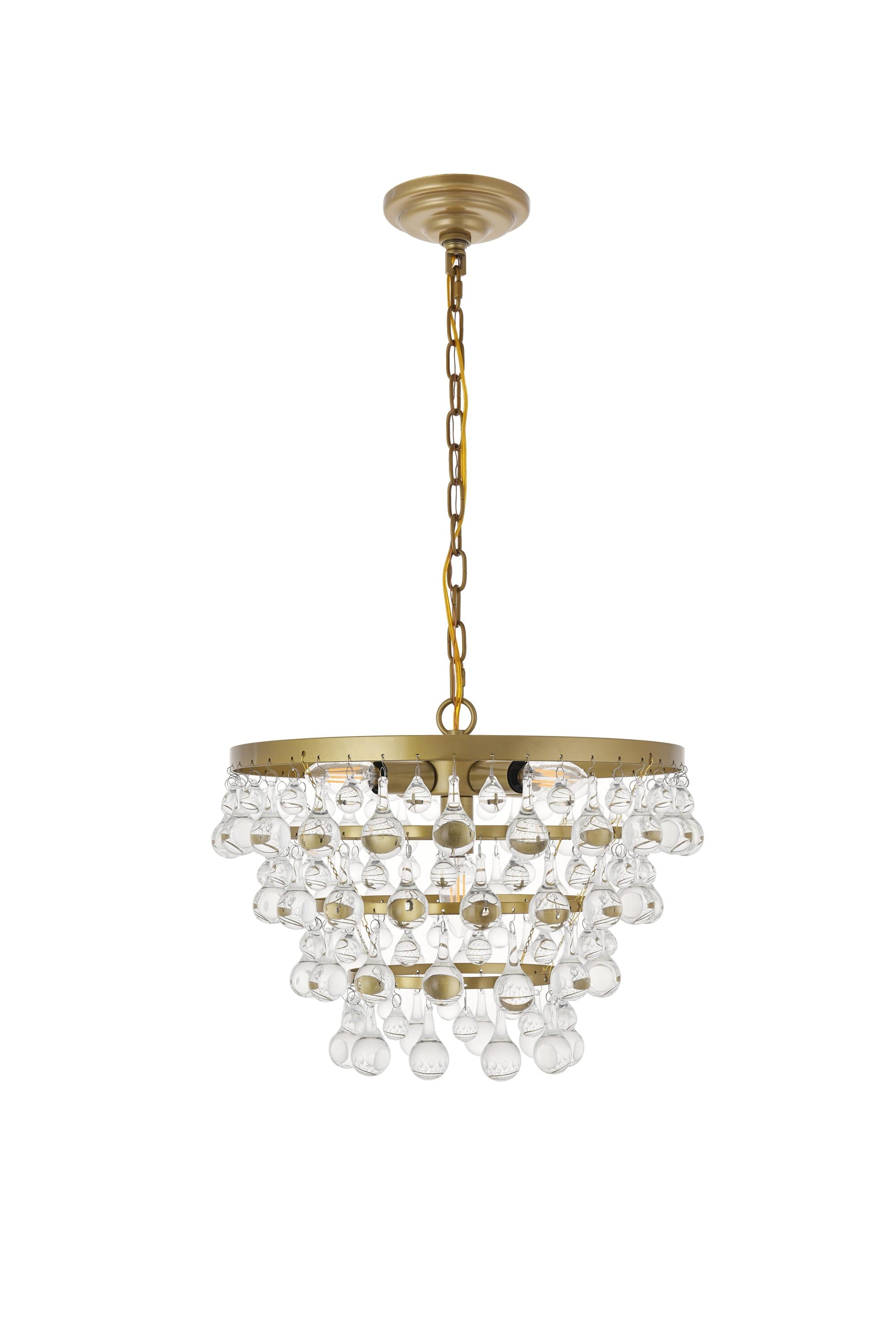 Elegant Brass and Glass 5-Light Pendant Chandelier