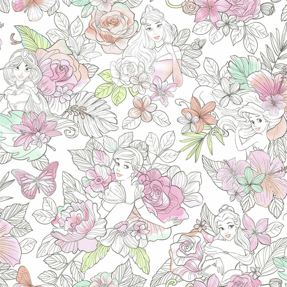 York Wallcoverings DI0966 Disney Kids Vol. 4 56-sq ft Coral Non-woven Floral Unpasted Wallpaper