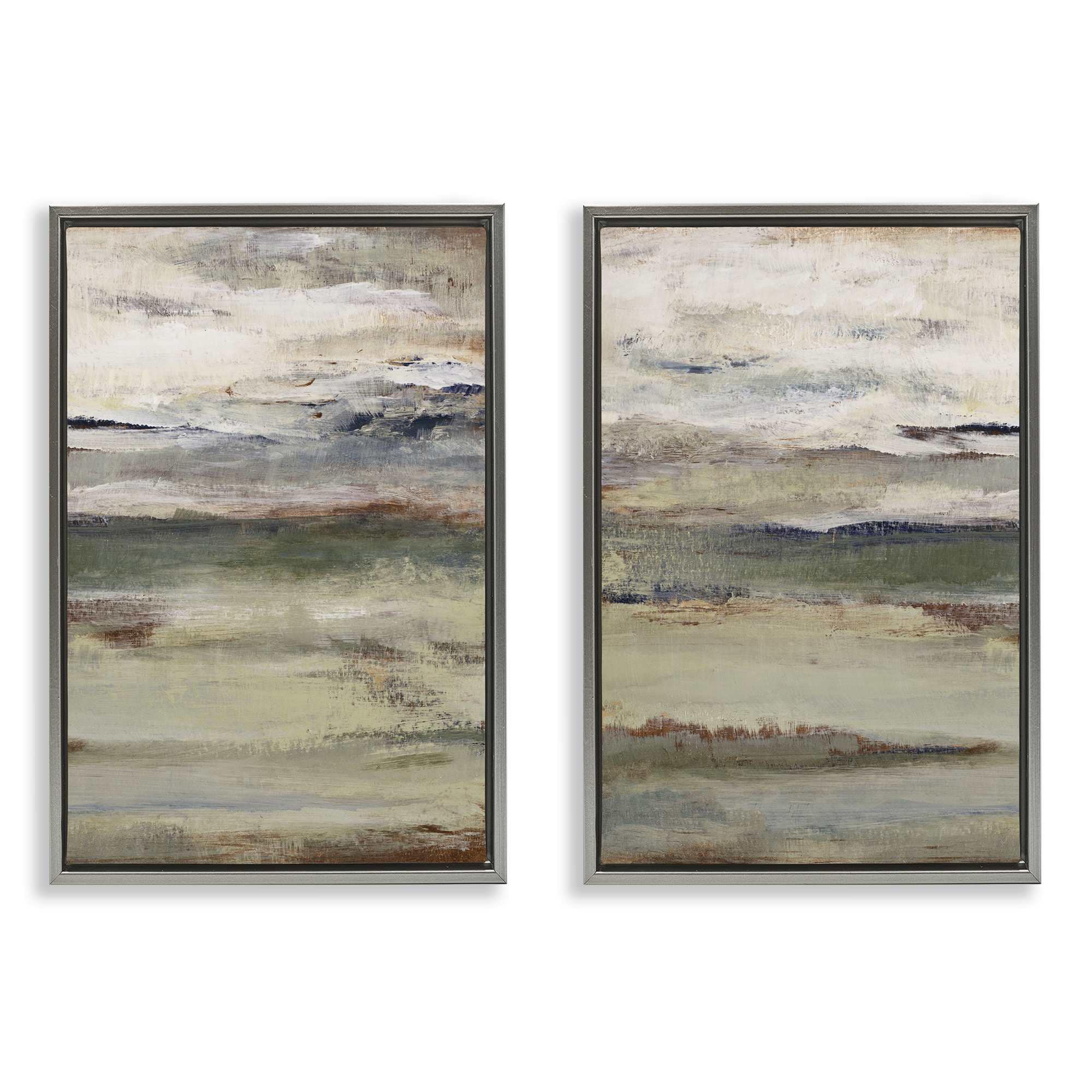 Stupell Industries B2-817-FFL-2PC-16X24 Earth's Layers Neutral Abstract 2 Piece Gray Framed Floater Canvas Set By Lanie Loreth 17 x 25
