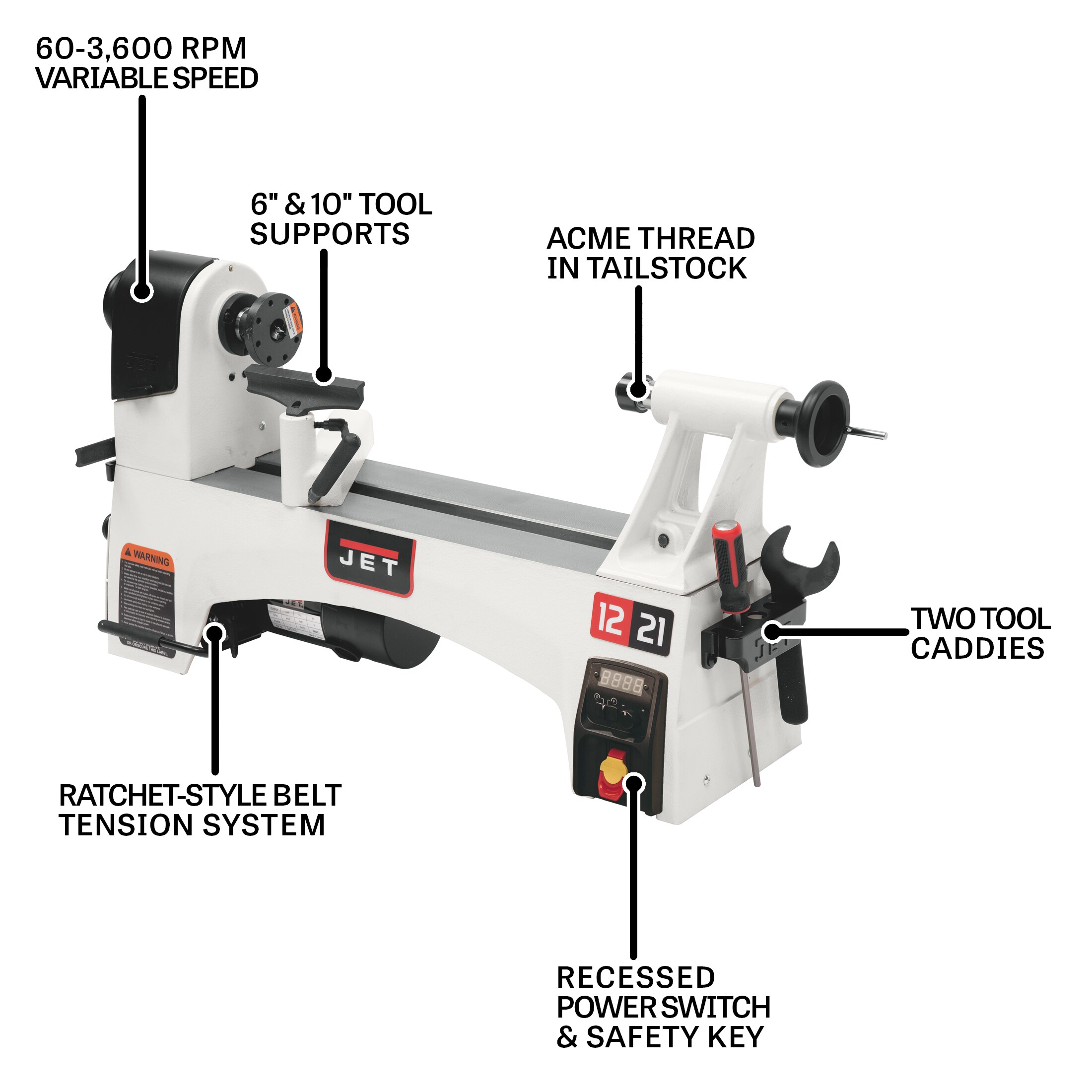 Jet JWL-1221VS Wood-Lathes - View #2