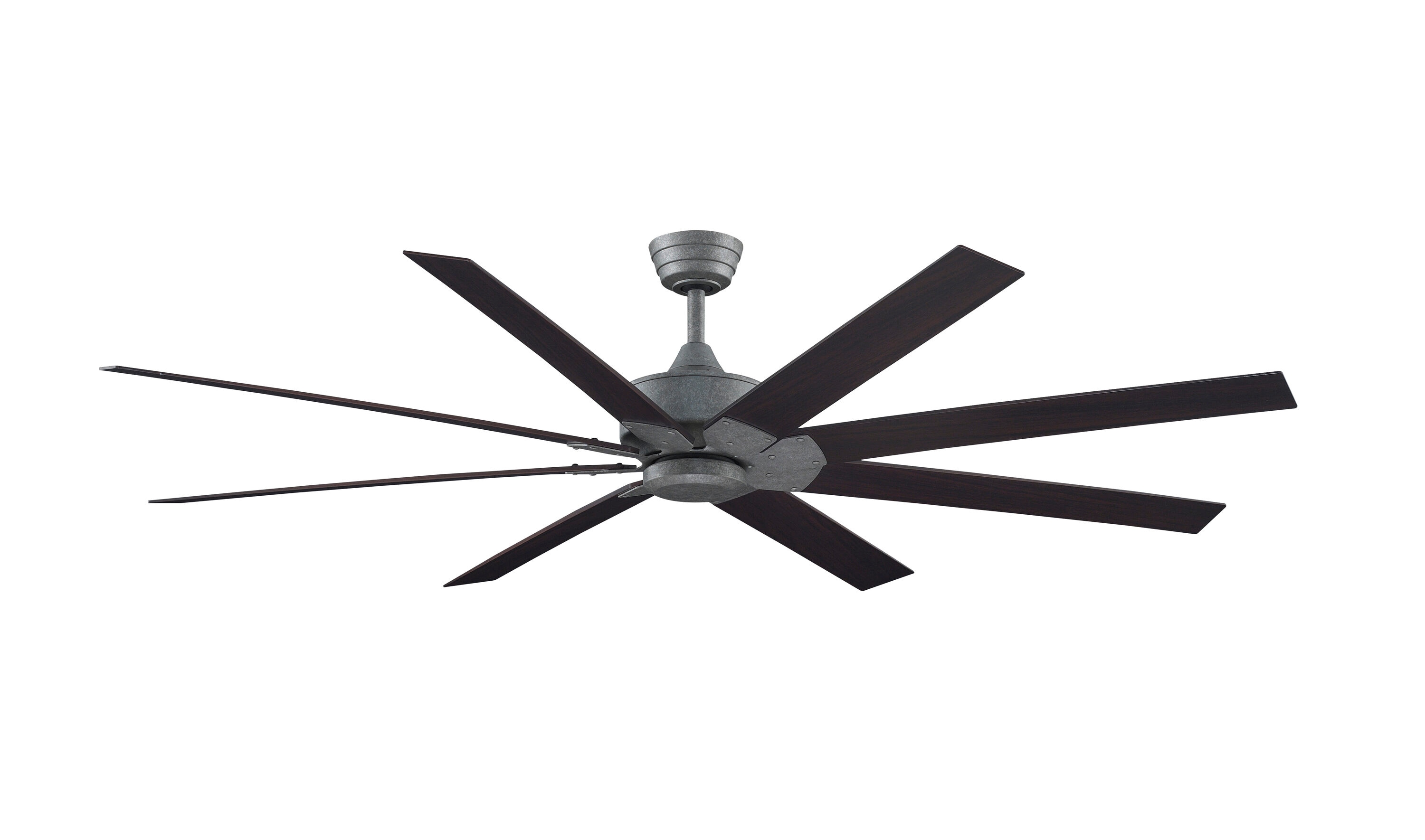 Levon Custom 72-in Galvanized Indoor/Outdoor Smart Ceiling Fan with Remote (8-Blade) Walnut | - Fanimation FPD7912BGZ-72DWA