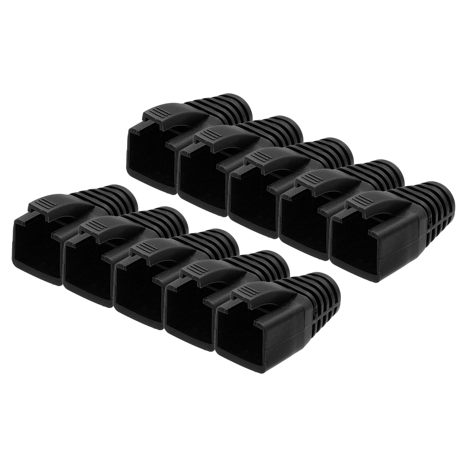 Unique Bargains 100pcs Cable Connector Boot Cover Cat6A Cat7/7A Ethernet Network Cable Strain Boot 8mm Hole Diameter(Black)