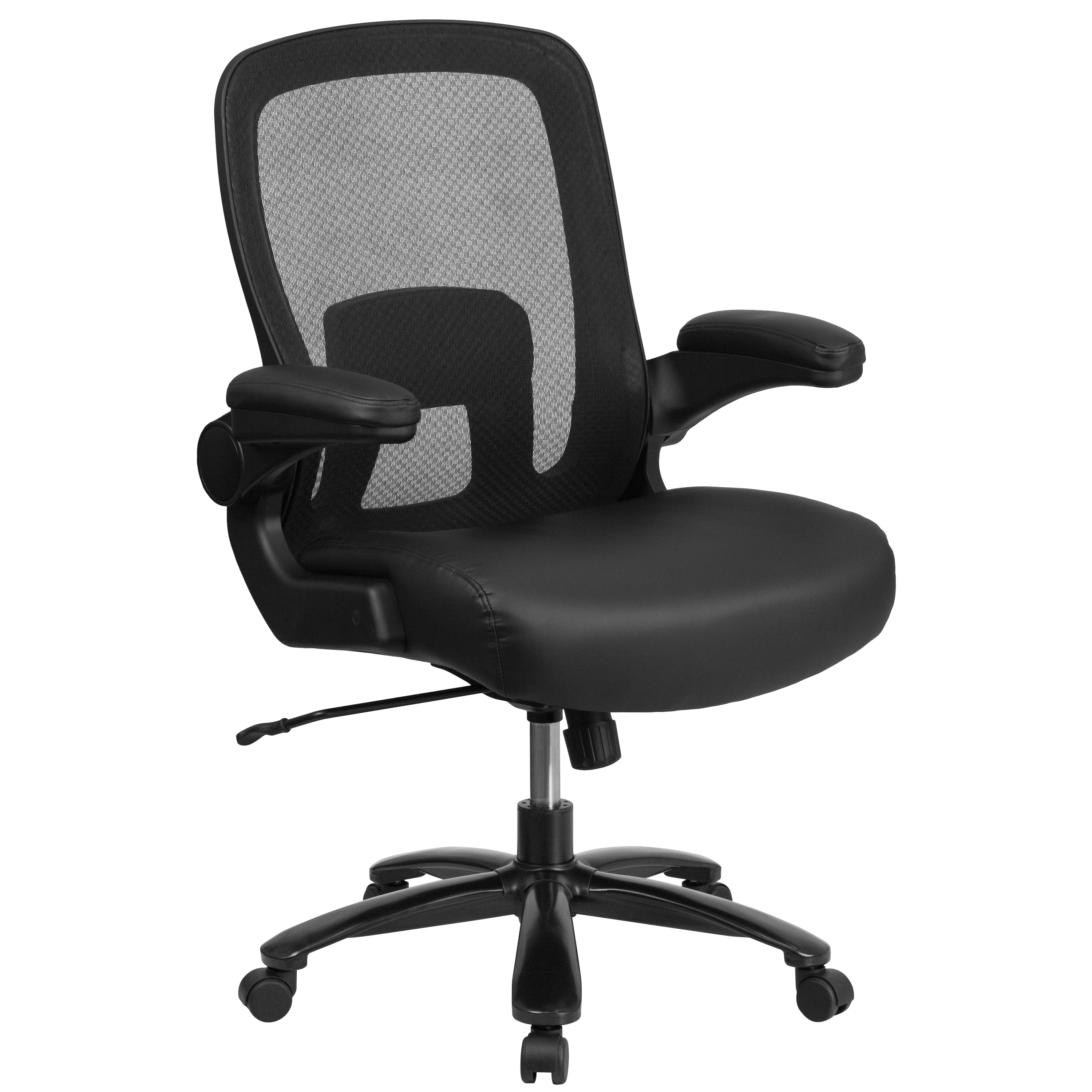 Flash Furniture 889142047537 HERCULES Black Leathersoft Contemporary Adjustable Height Swivel Faux Leather Desk Chair