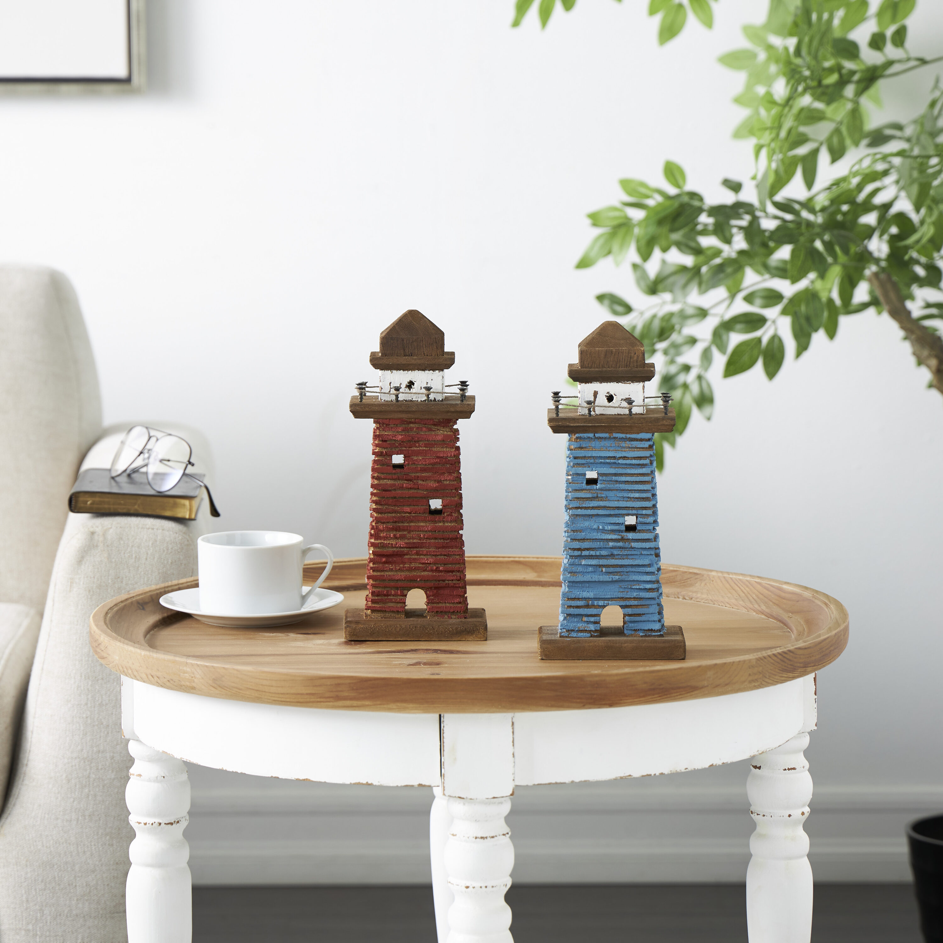 Grayson Lane 821462 2 -Pack Red Wood Coastal Sculpture