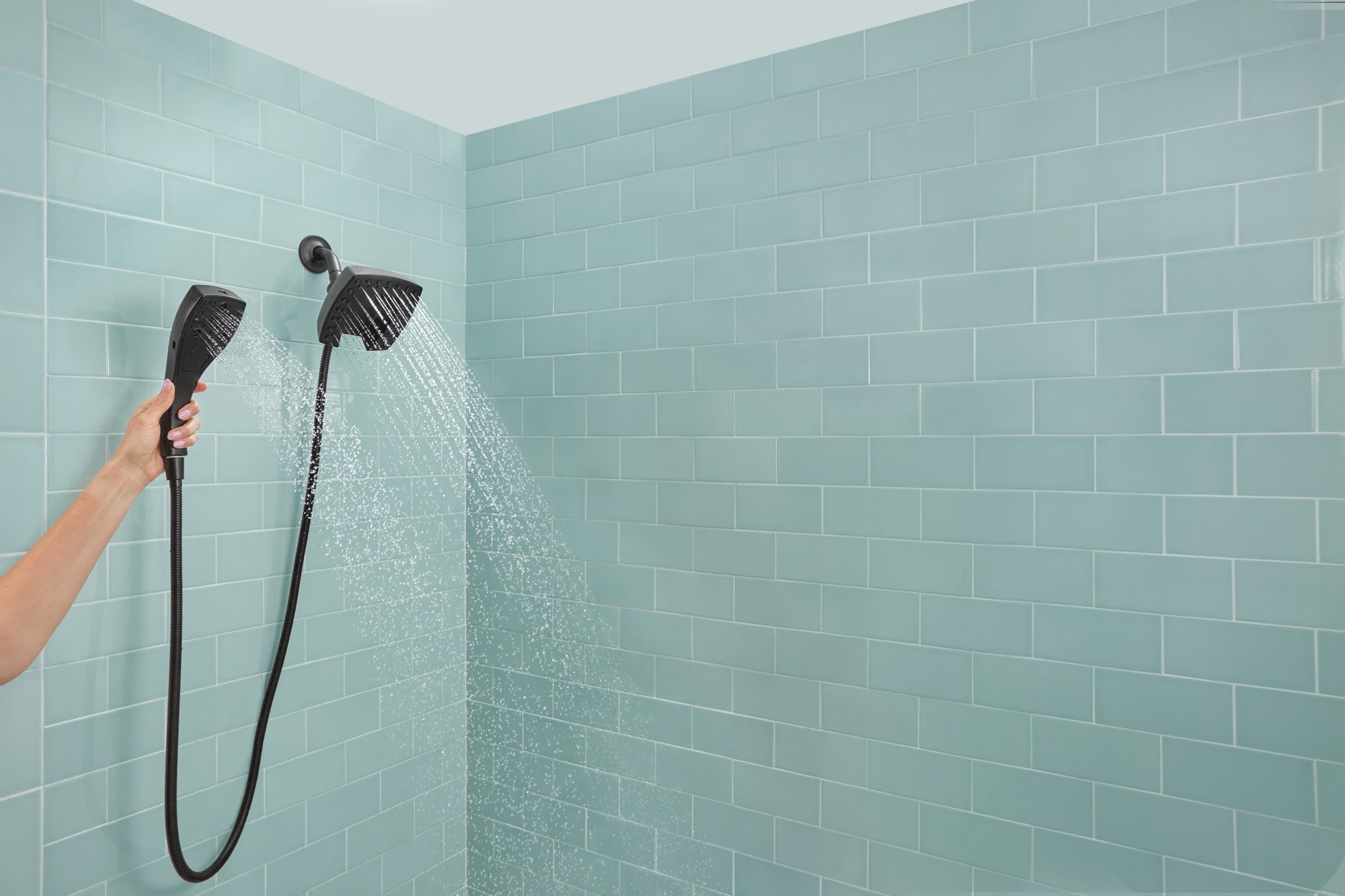 Matte Black Stainless Steel Dual Handheld Wall Mount Shower