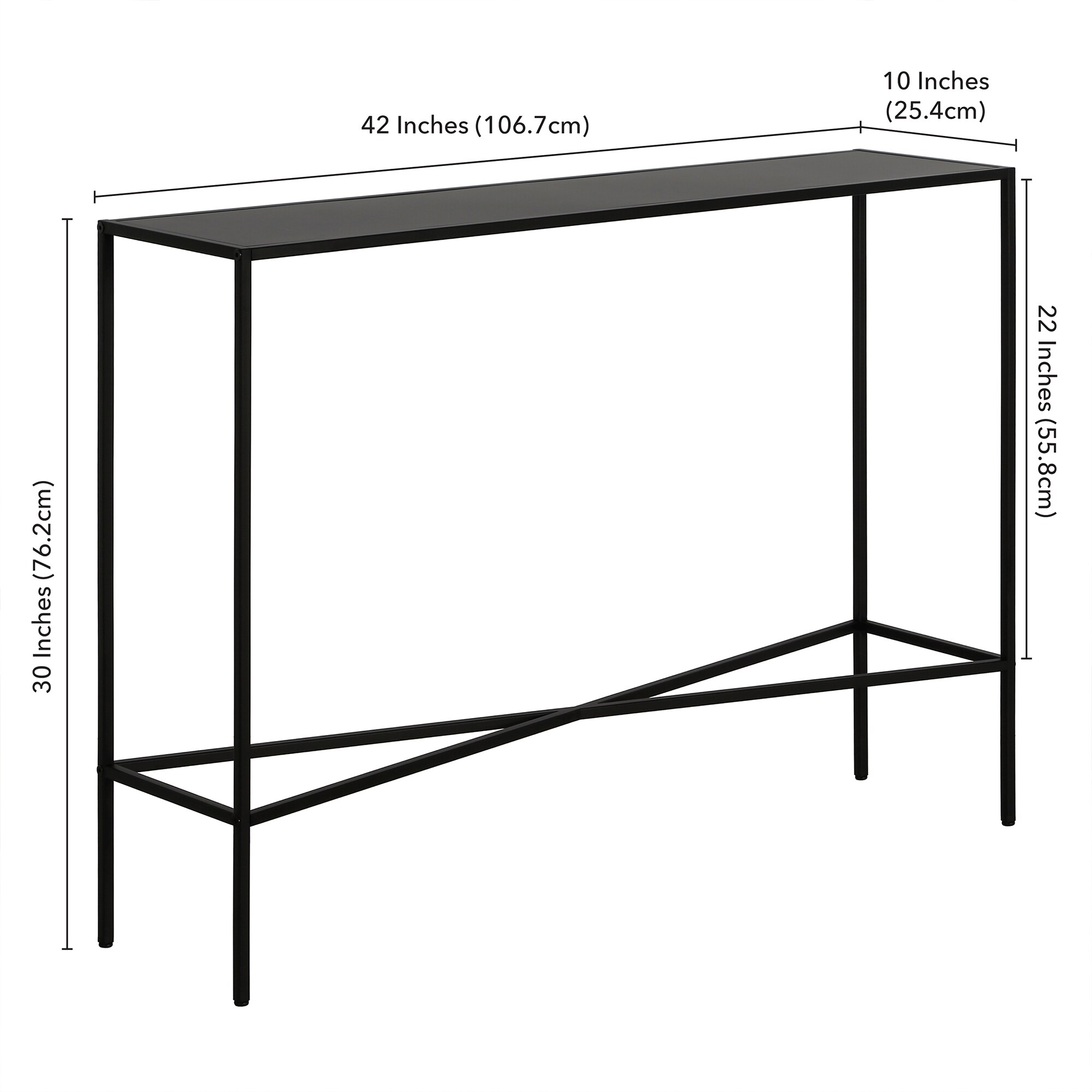 Henley 42" Blackened Bronze Metal and Glass Console Table