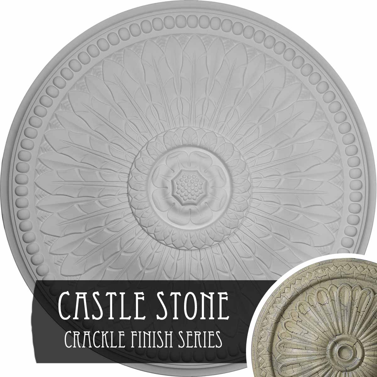 Ekena Millwork CM42SPCSC Springtime 42.5-in W x 42.5-in L Painted Castle Stone Crackle Polyurethane Whole Ceiling Medallion