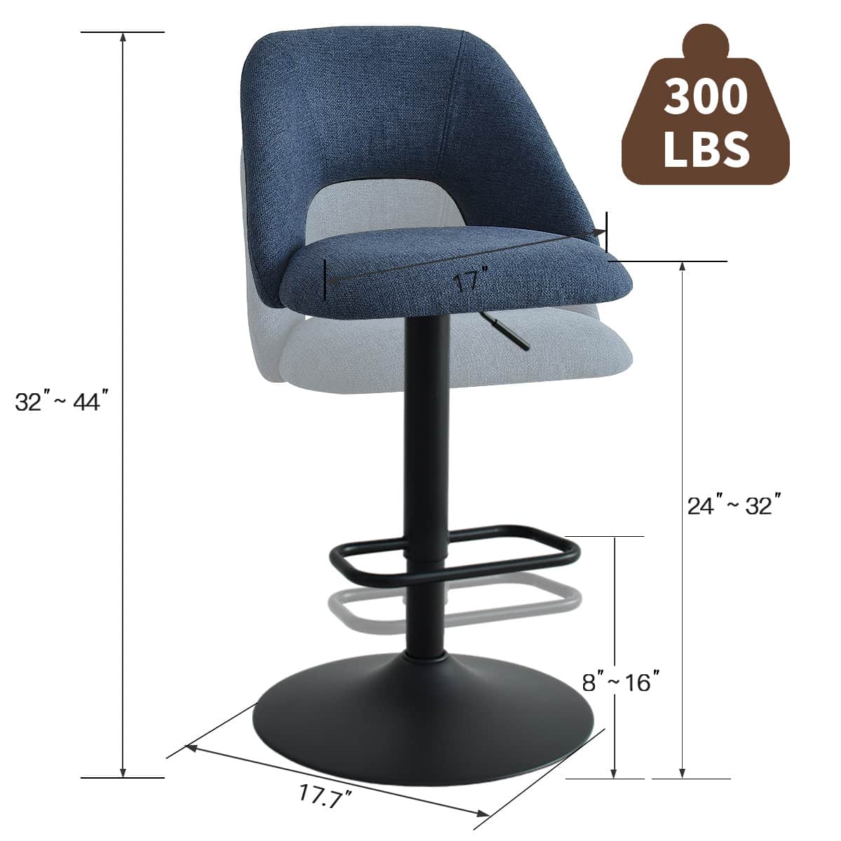 Maison Boucle EDWIN-ADJBAR-KY BLUE stools - View #3