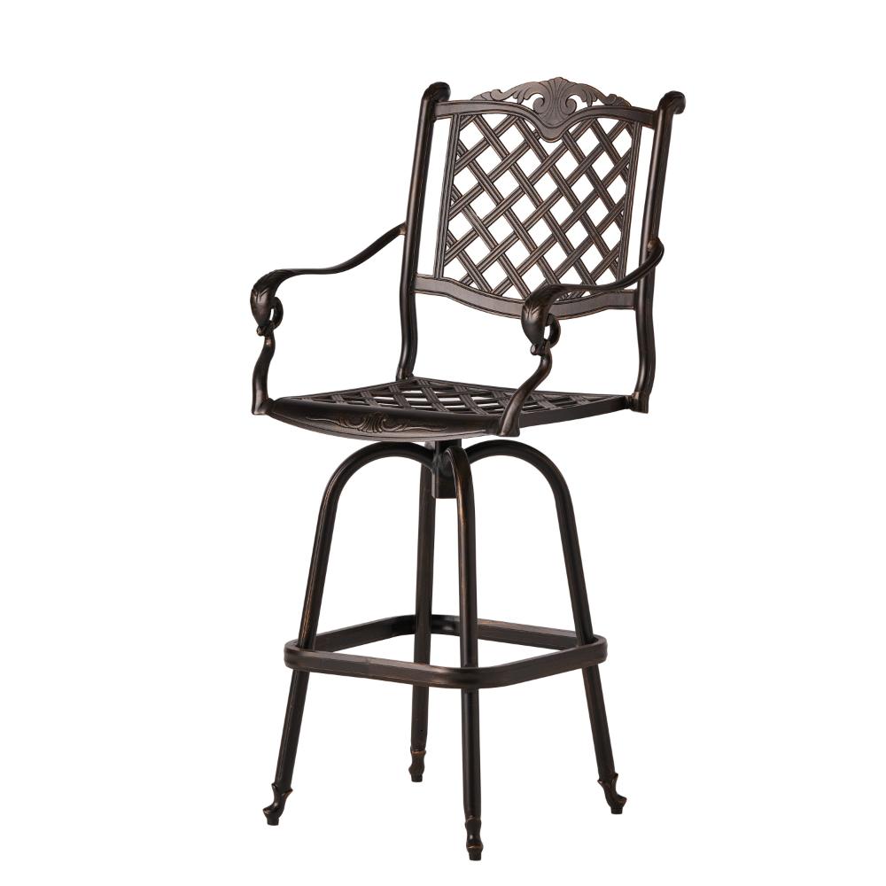 Patio Chairs Rattan Copper Stationary Bar Stool Chair with Copper Solid Seat