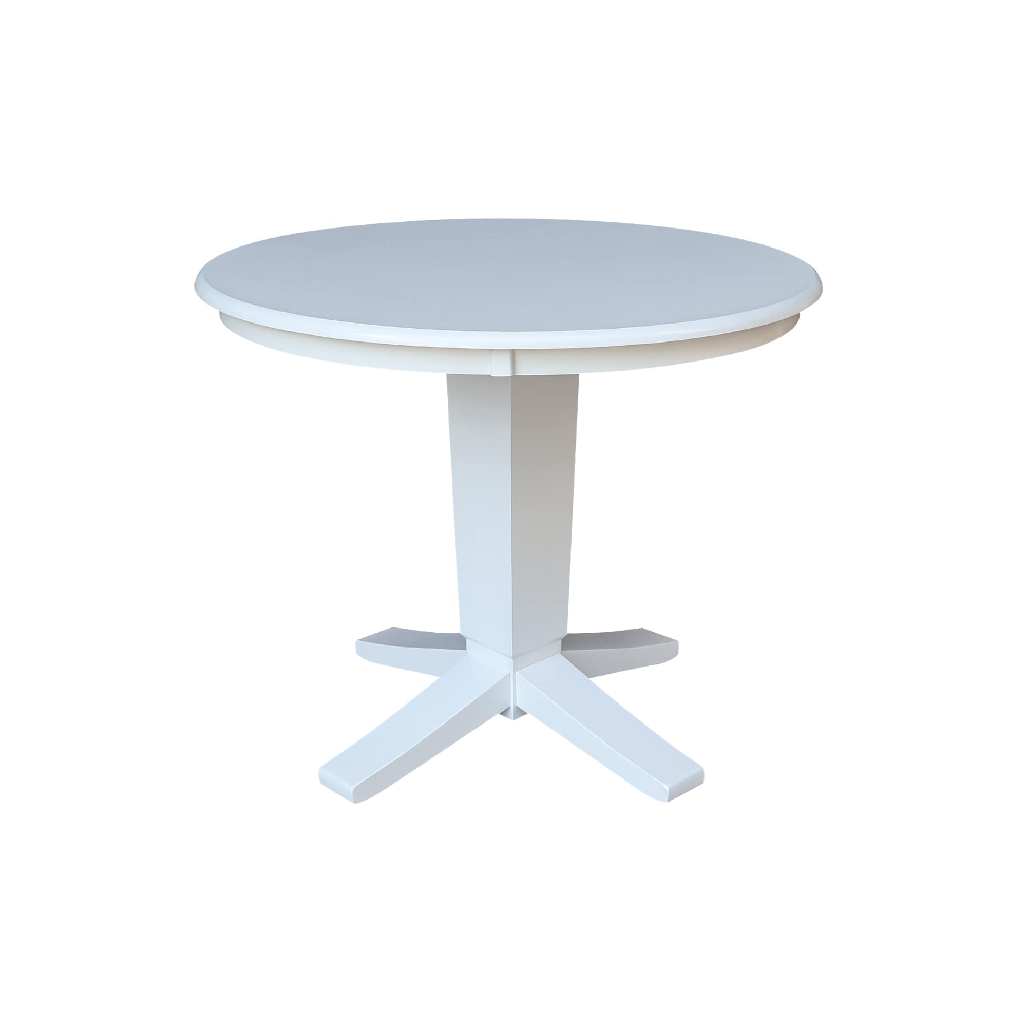 International Concepts K08-36RT-23B White Round Traditional Dining Table, Wood with White Wood Pedestal Base 36-in L x 29.9-in H