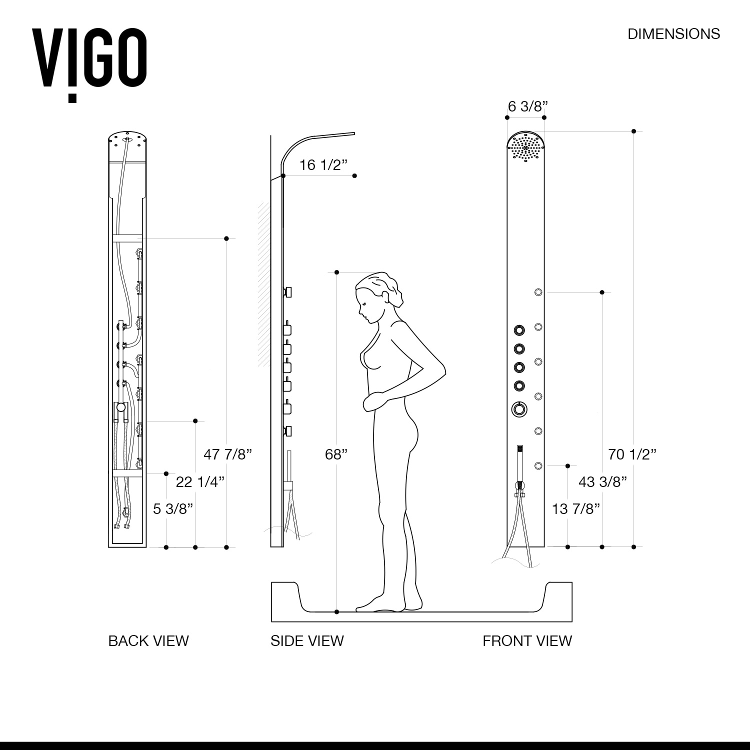 VIGO Brielle Stainless Steel 6-in Waterfall Shower Panel System ...