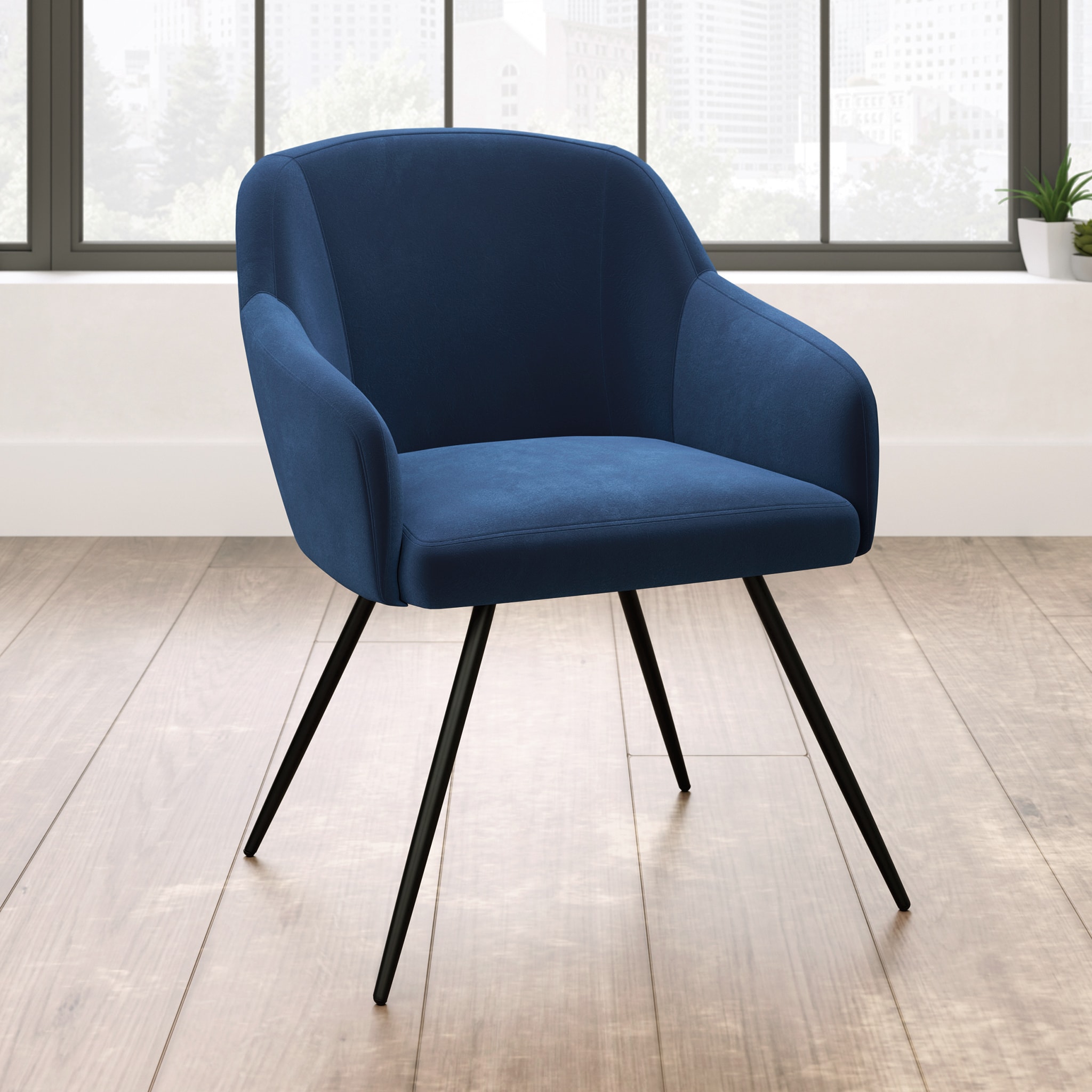 Sauder Harvey Park Modern Dark Blue Velvet Accent Chair in the Chairs ...