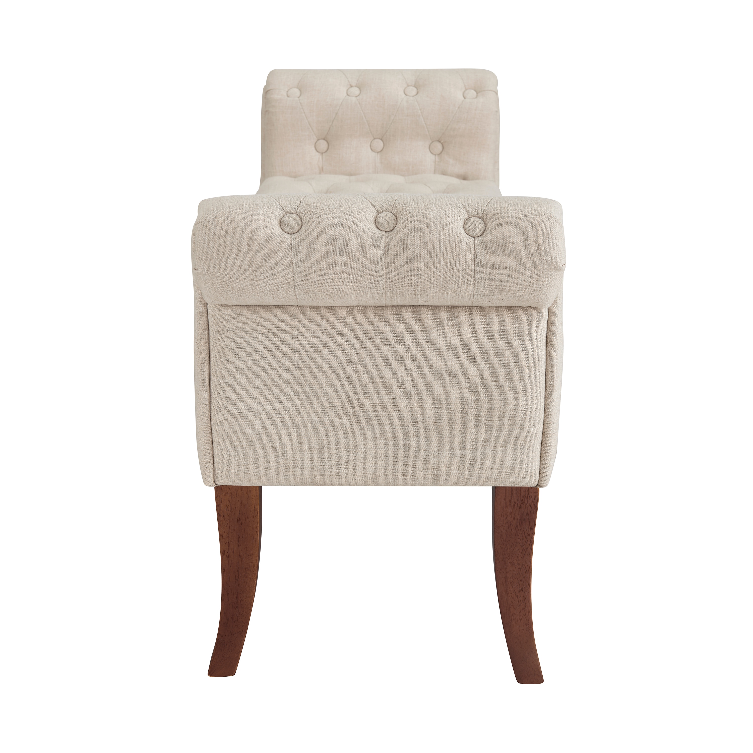 Madison 50" Off-White Polyester Tufted Roll Arm Bench