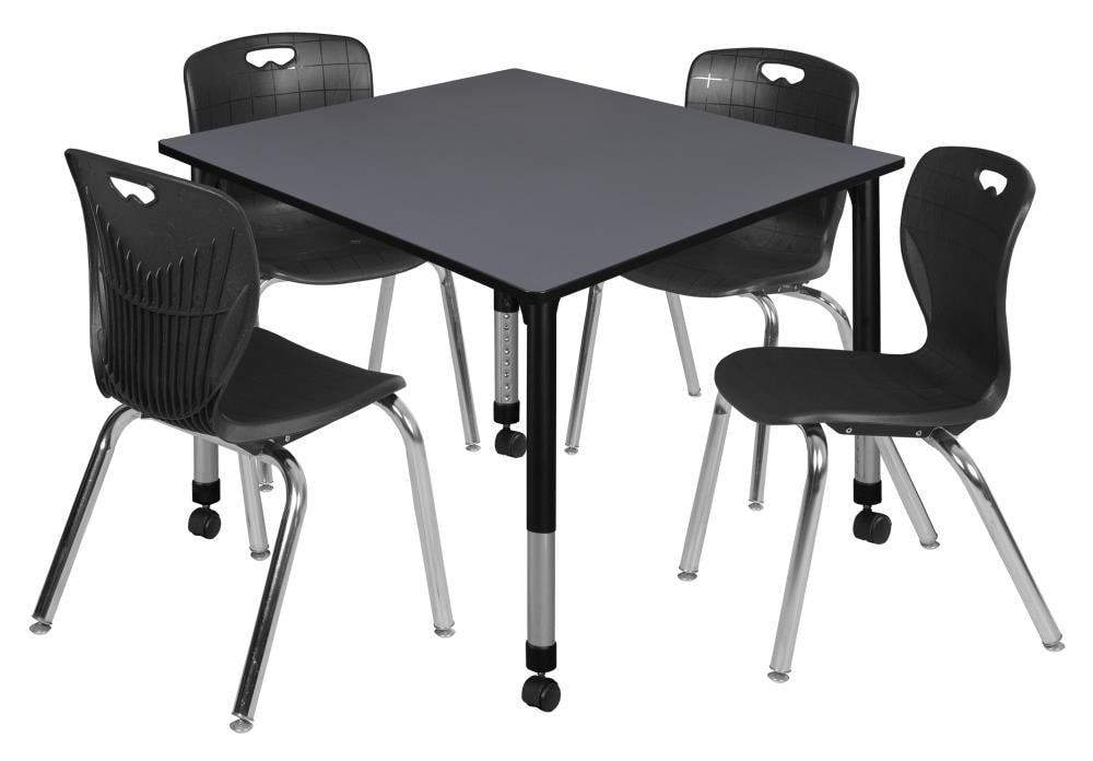 Regency TB4848GYAPCBK40BK Classroom Tables Gray 4-Person Training Table (48-in W x 34-in H)