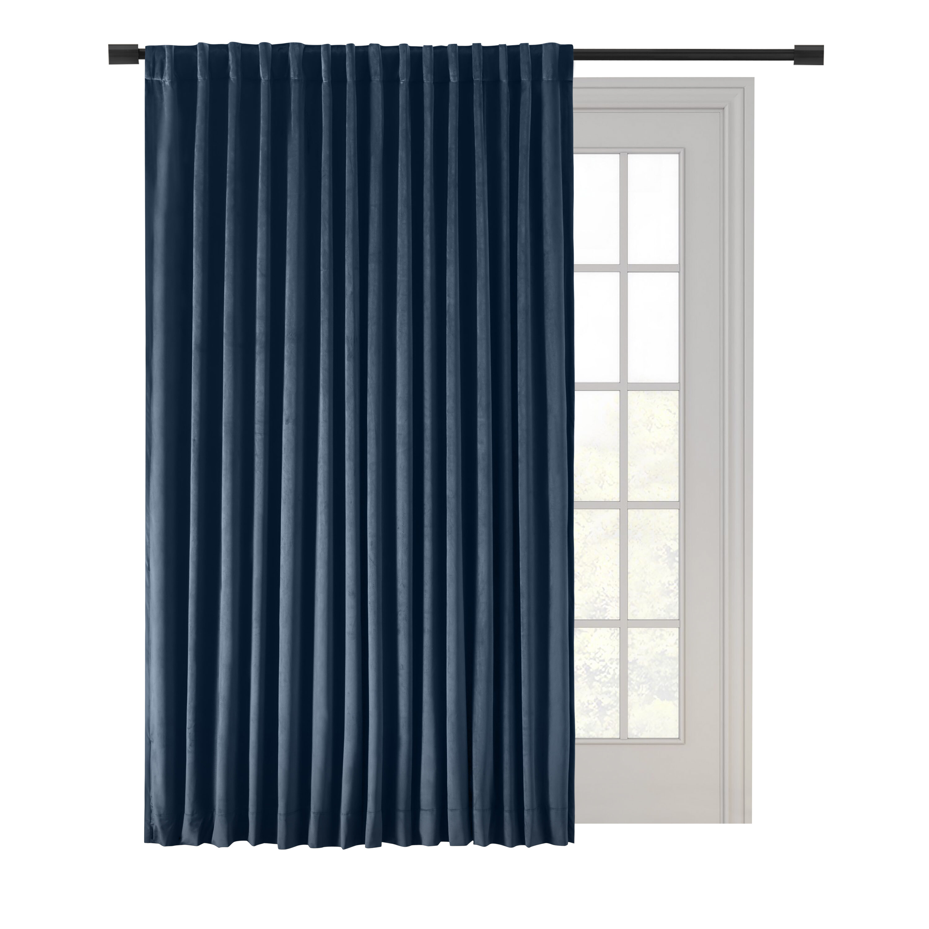 Ricardo Trading 02585-70-484-35 84-in Blue Blackout Standard lined Back tab Single curtain panel