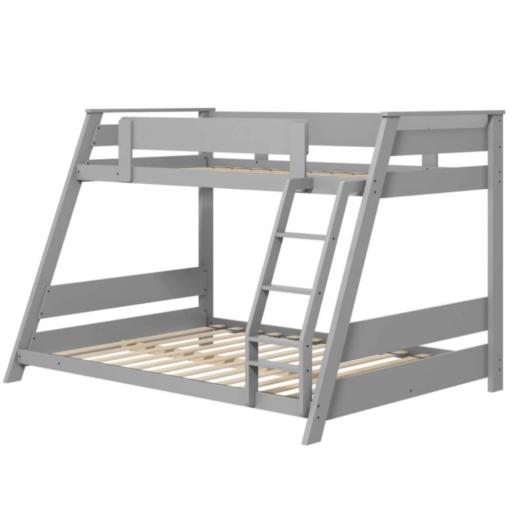 Fenbeli Twin Over Full Low Bunk Bed with Reversible Ladder