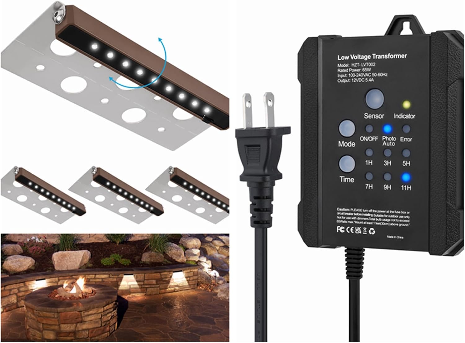 SMY Lighting B0D-1M9T-GFS 65W Outdoor Low Voltage Transformer with Timer and Photocell Sensor 120V AC to 12V DC Weatherproof for LED Landscape Lighting