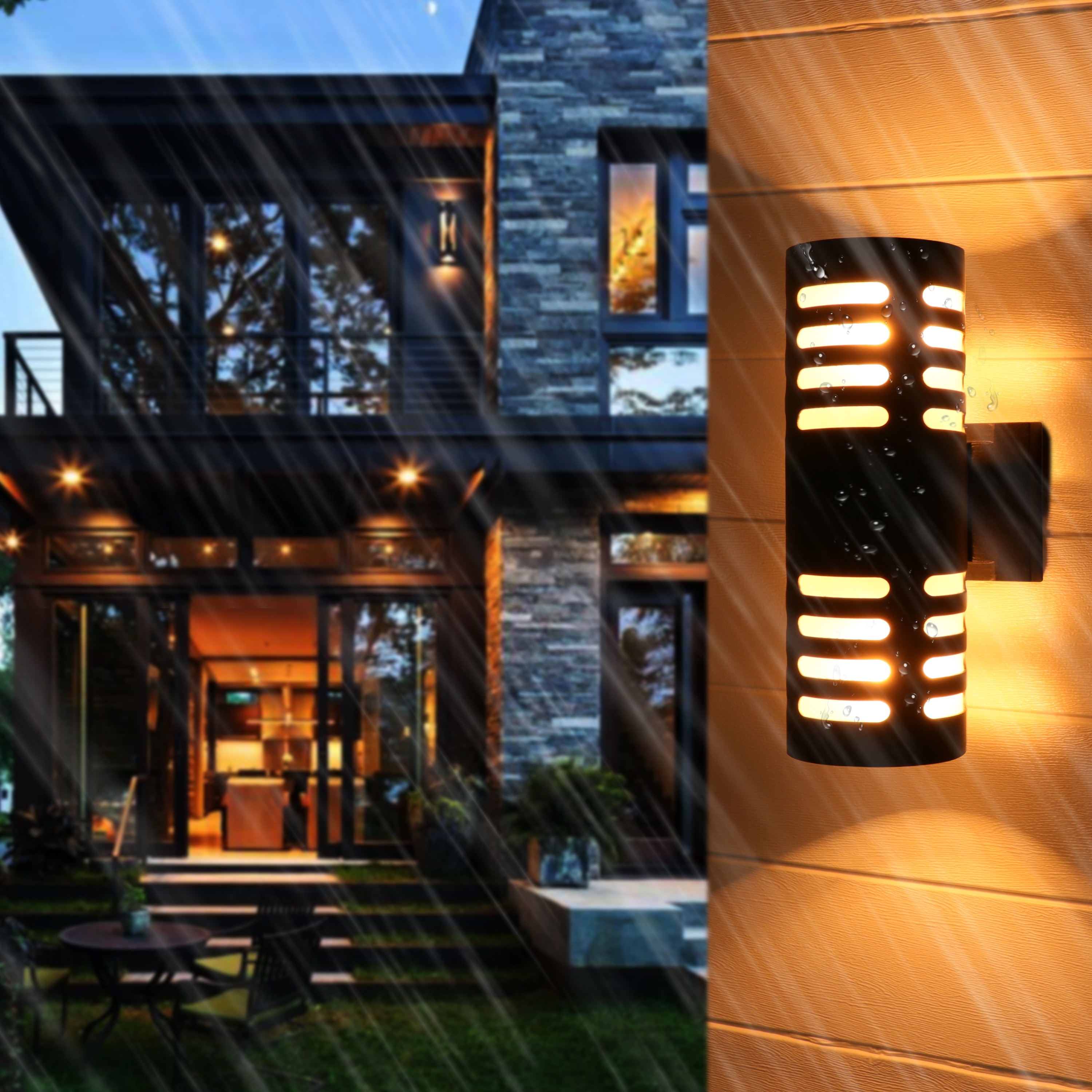 Luxe Matte Black 3-Directional Die-Cast Aluminum Outdoor Wall Sconce