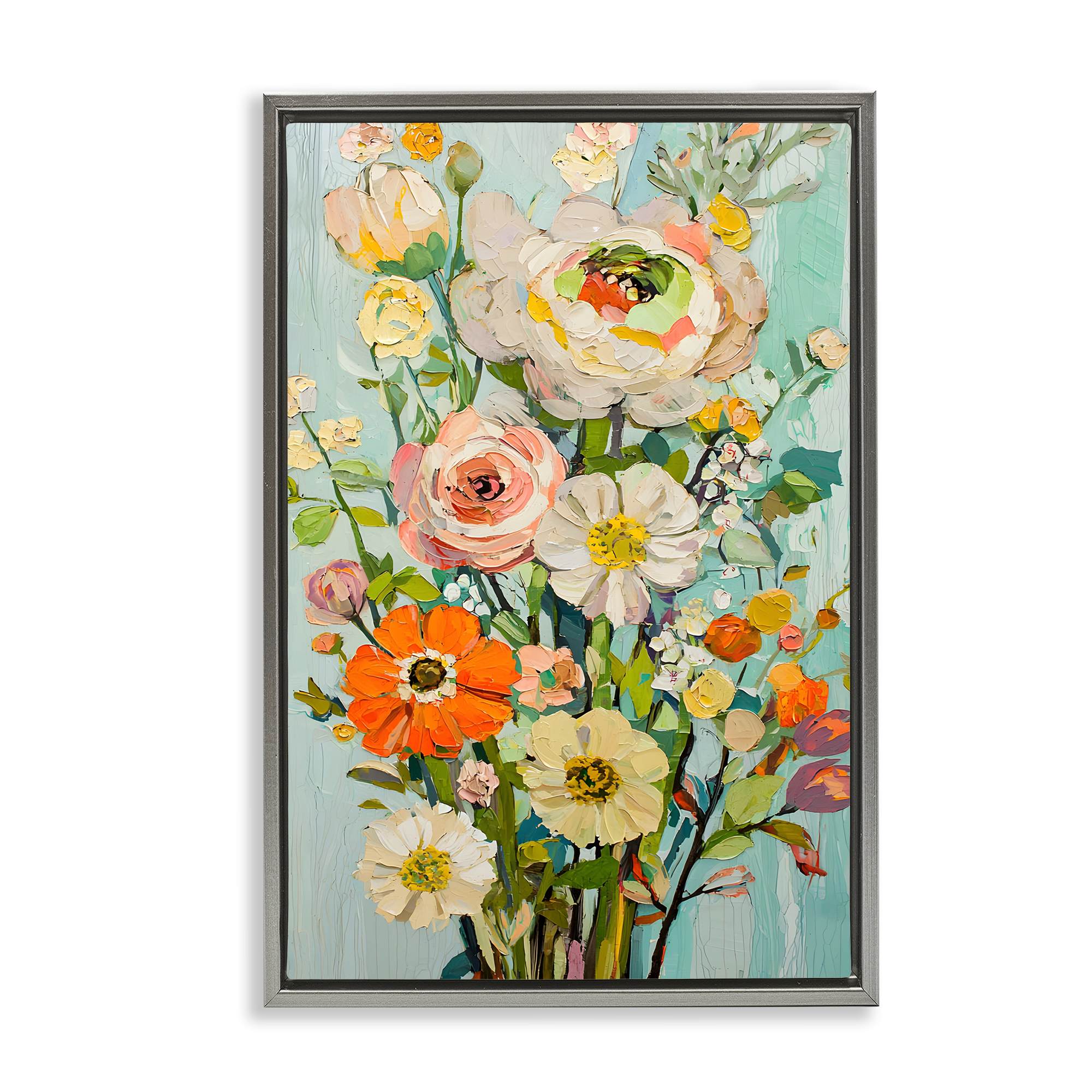 Stupell Industries BT-905-FFL-16X24 Flowers On A Whim Gray Framed Floater Canvas Wall Art By Franklyn Gregory 17 x 25