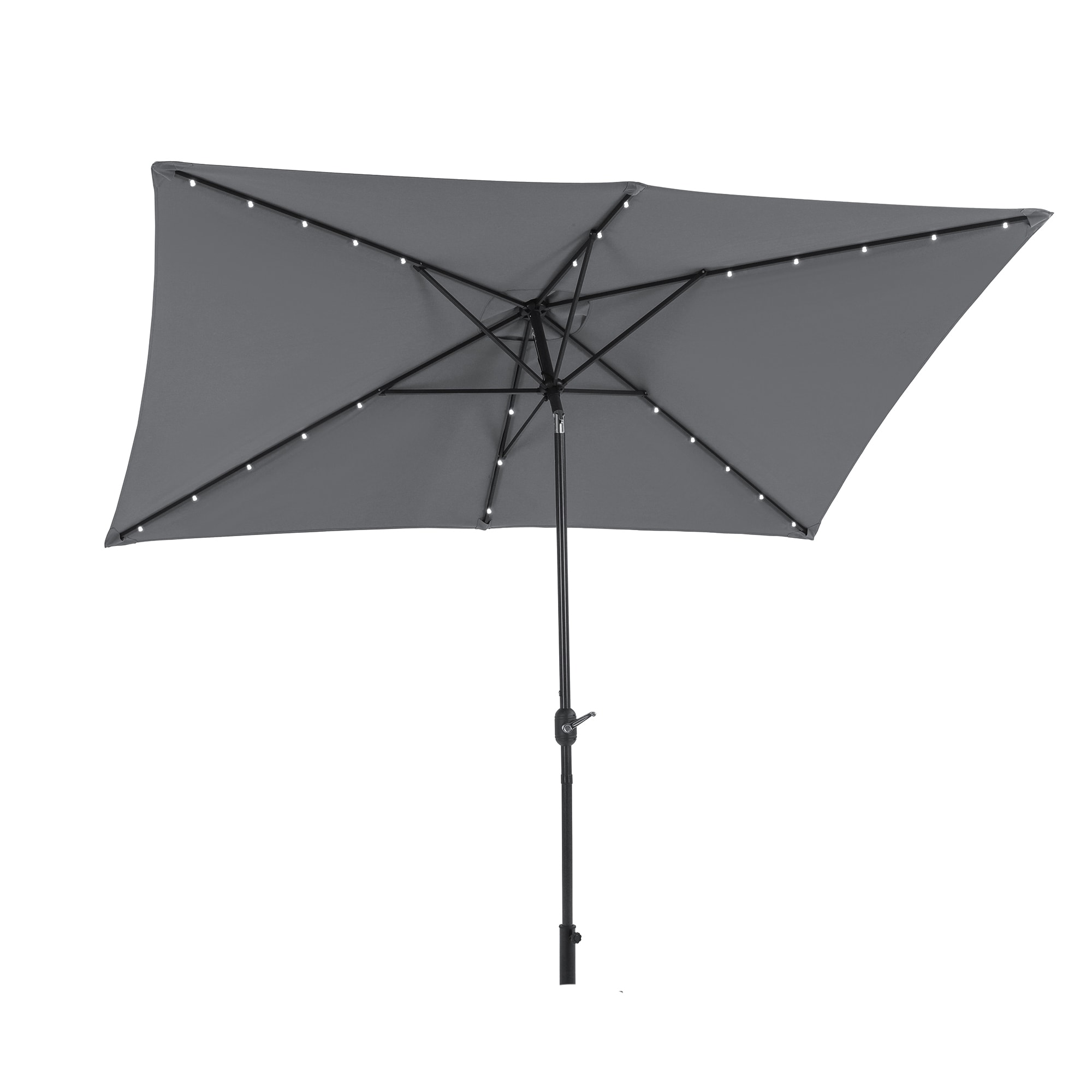 CASAINC WF-SM-RLED300GY 10-ft Aluminum Gray Crank Market Patio Umbrella with Lights