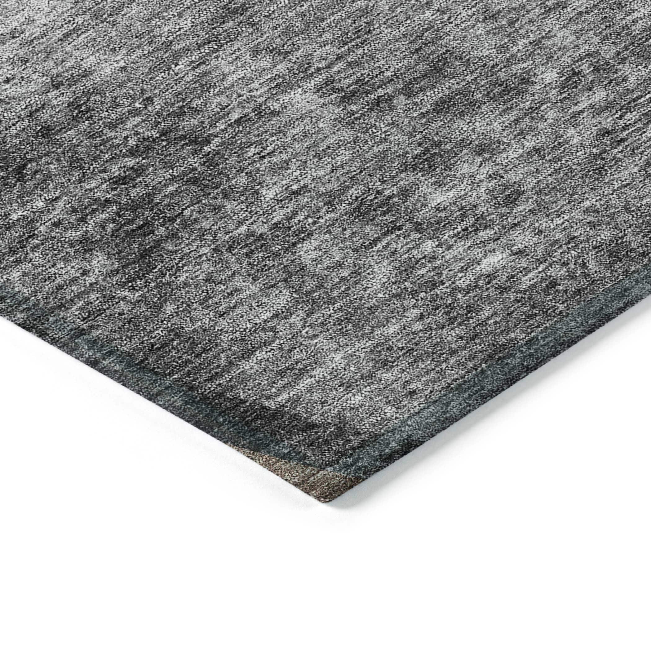Gray Abstract Machine Washable Indoor/Outdoor Runner Rug