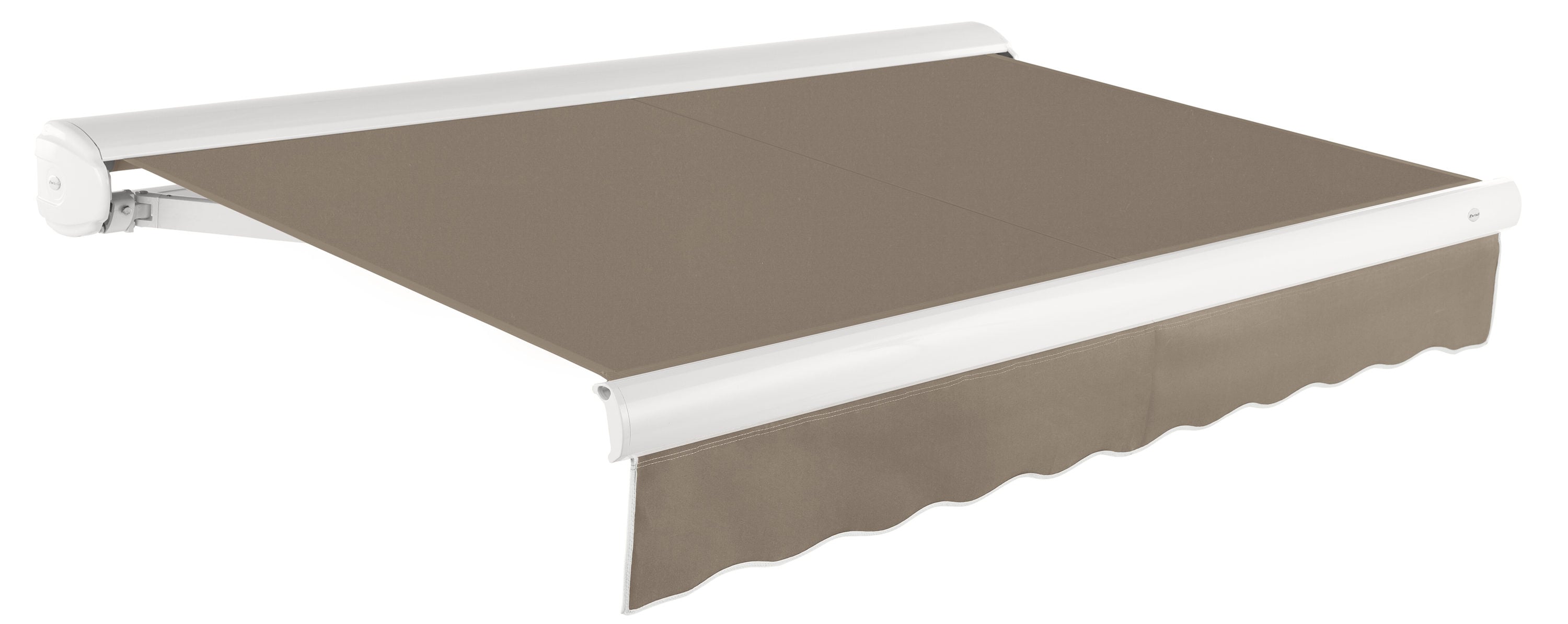Awntech KWM12-L-TP Full Cassette Manual 144-in Wide x 120-in Projection x 10-in Height Fabric Taupe Solid Manual Retractable Patio Awning