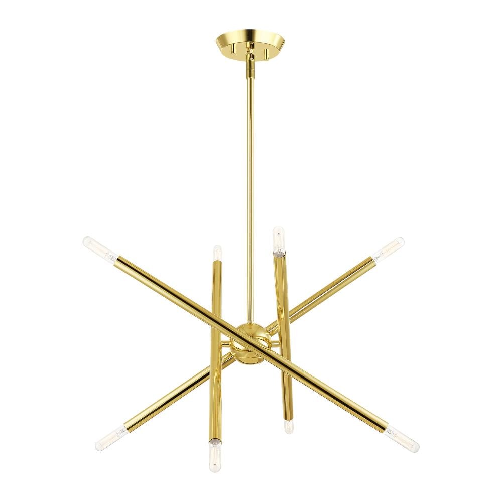 Livex Lighting 46774-02 Soho 8 -Light Polished Brass Mid-century For Use in Bathrooms, Bedrooms, Dining Rooms, Foyers, Kitchens, Living Rooms Chandelier