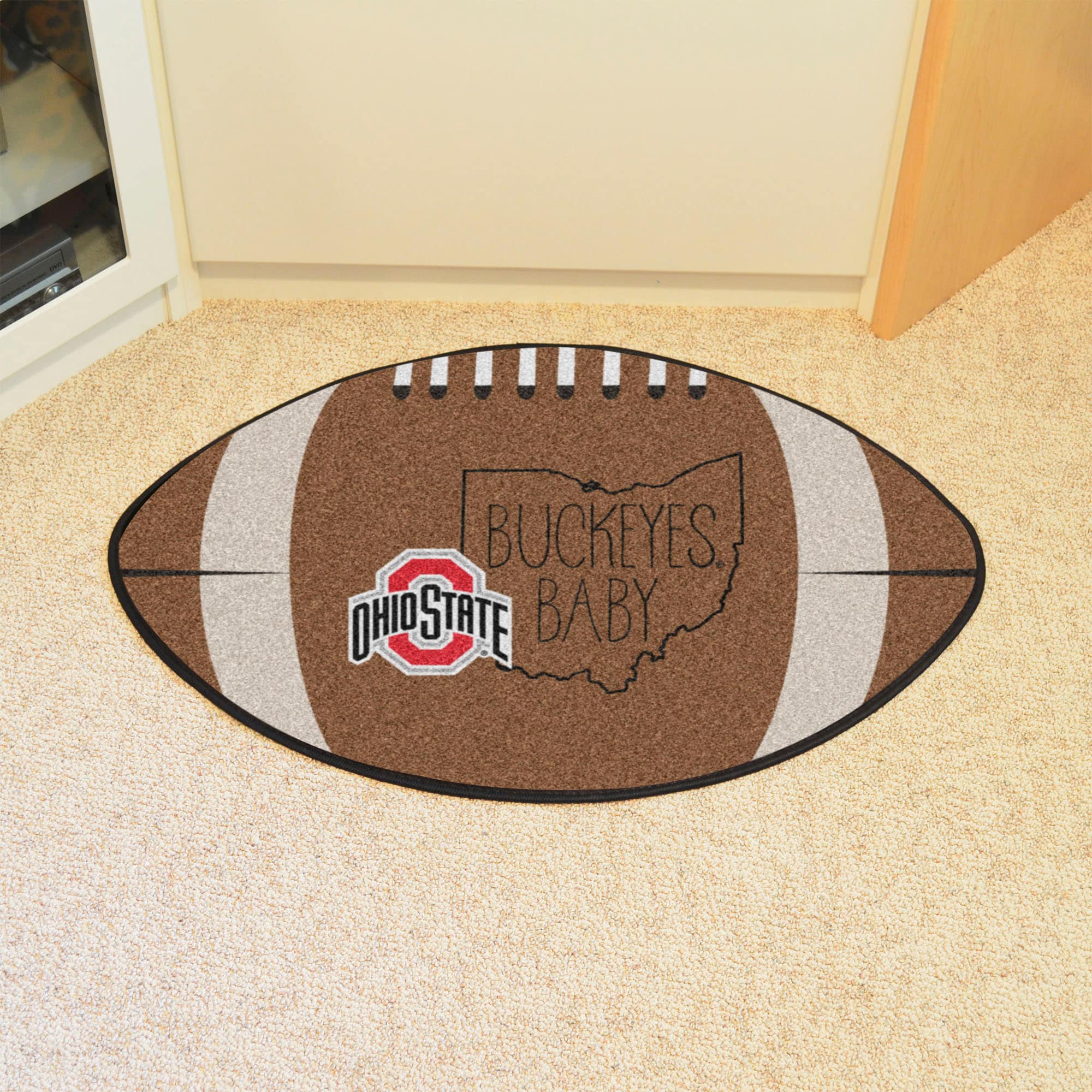 FANMATS 21181 Ohio State Buckeyes 32.5-in x 20.5-in Brown Nylon Non-Slip Grip Indoor Decorative Sports Door Mat