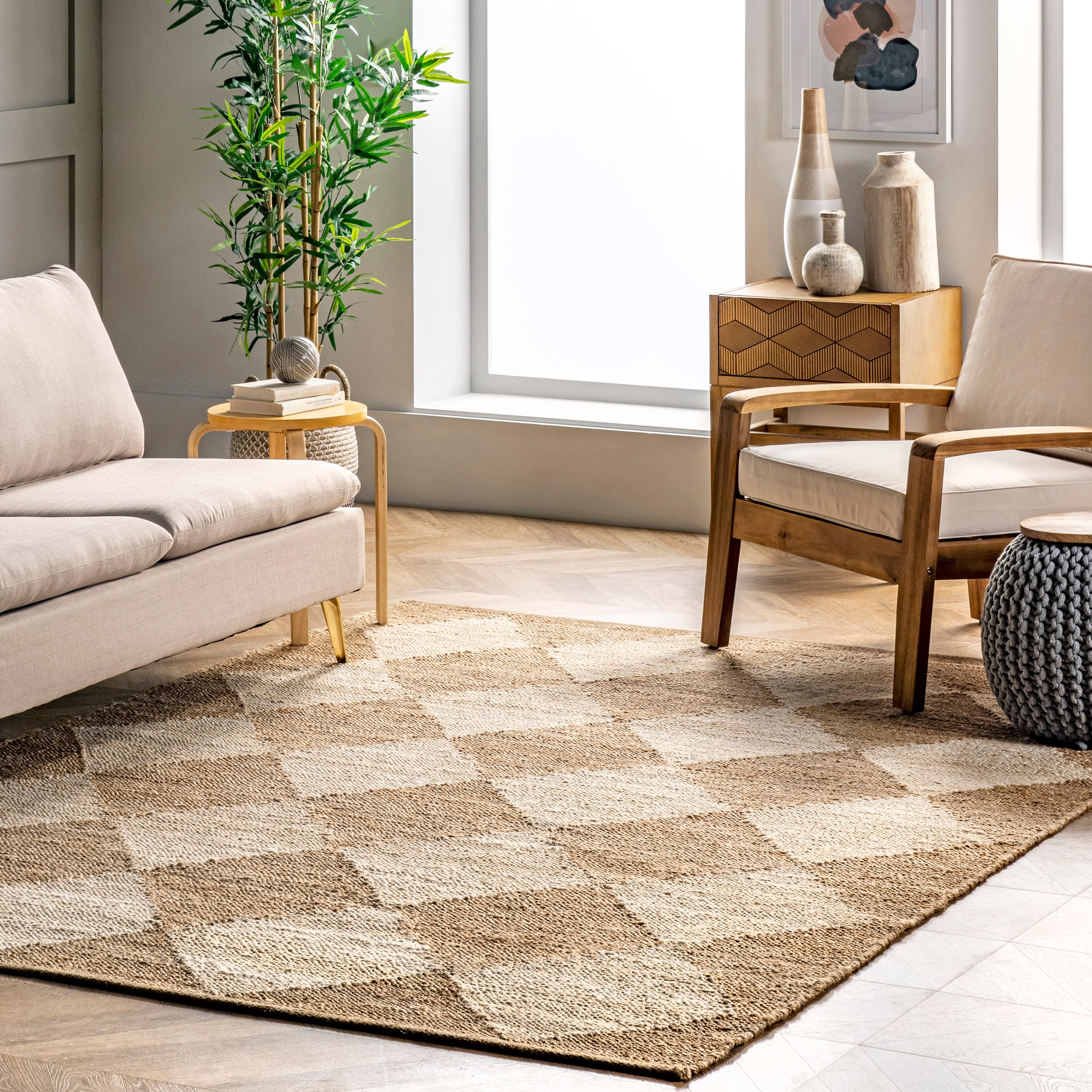 nuLOOM VCSE01A-9012 Maxwelle 9 x 12 (ft) Jute Natural Rectangular Indoor Geometric Area rug