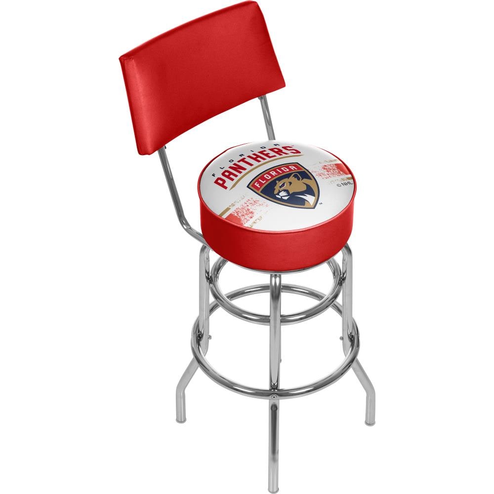 Trademark Gameroom NHL1100-FP2 Florida Panthers Bar Stools with Backs Chrome Bar height Swivel Metal Bar Stool Back