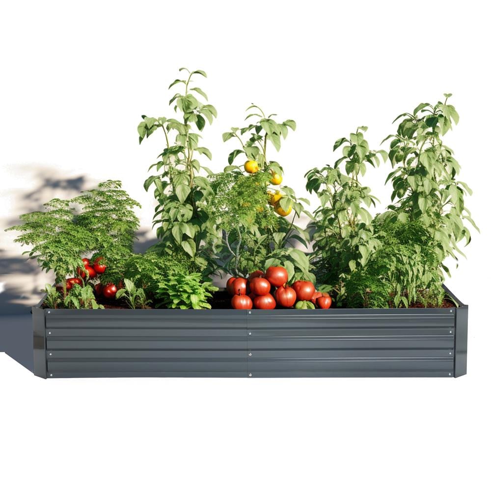 LuxenHome WHPL913-GY Rectangle 70.87-Inches W Medium Gray Mixed/Composite Indoor/Outdoor Planter with Drainage Holes