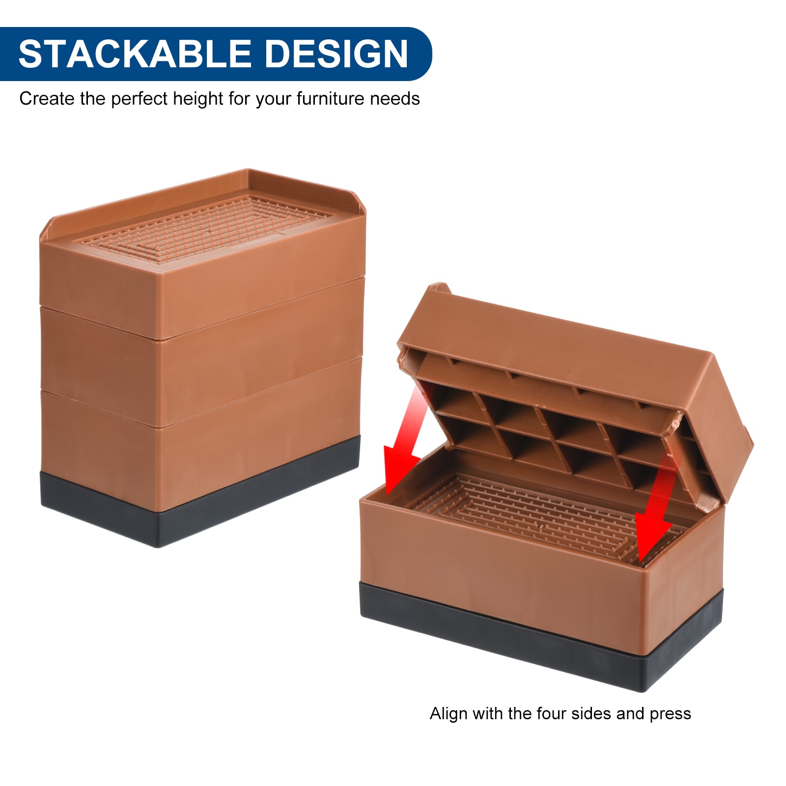 Unique Bargains Furniture Risers 1.5 Inch 4pcs Rectangle Bed Risers ...