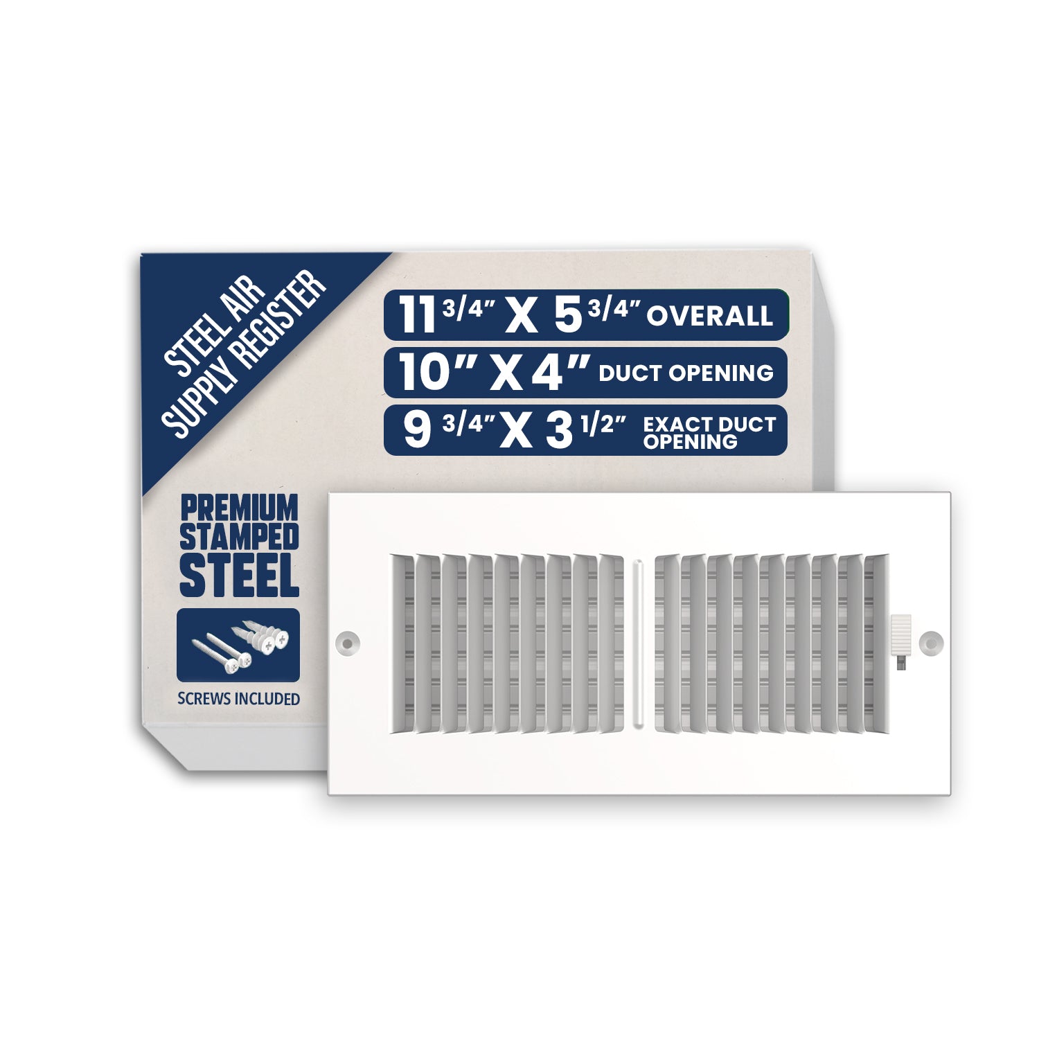 Bryce Hardware 10-in x 4-in 1-way Steel White Sidewall/Ceiling Register