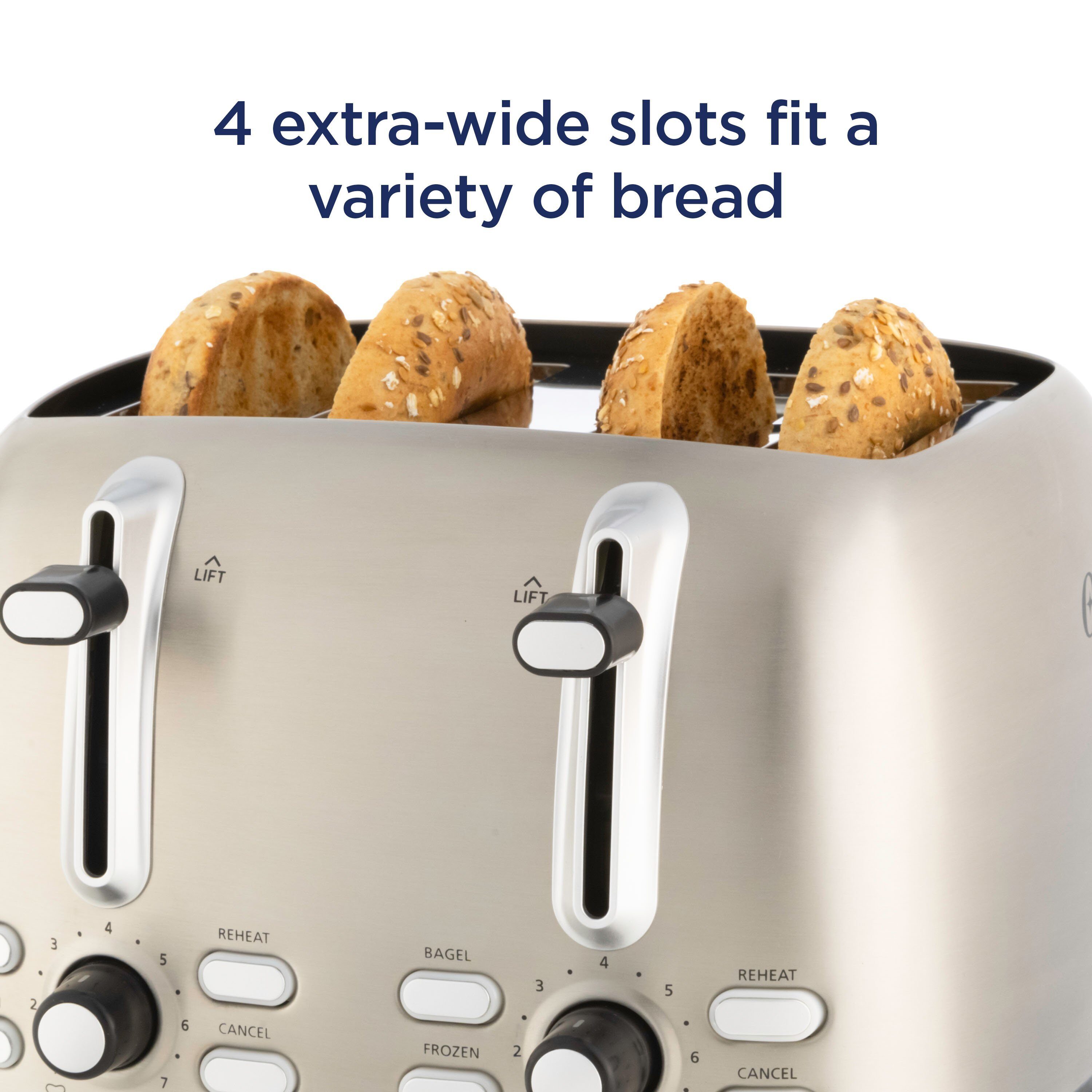  Kenmore 4-Slice Toaster, White Stainless Steel, Dual Controls, Extra  Wide Slots, Bagel and Defrost Functions, 9 Browning Levels, Removable Crumb  Trays, for Bread, Toast, English Muffin, And More: Home & Kitchen