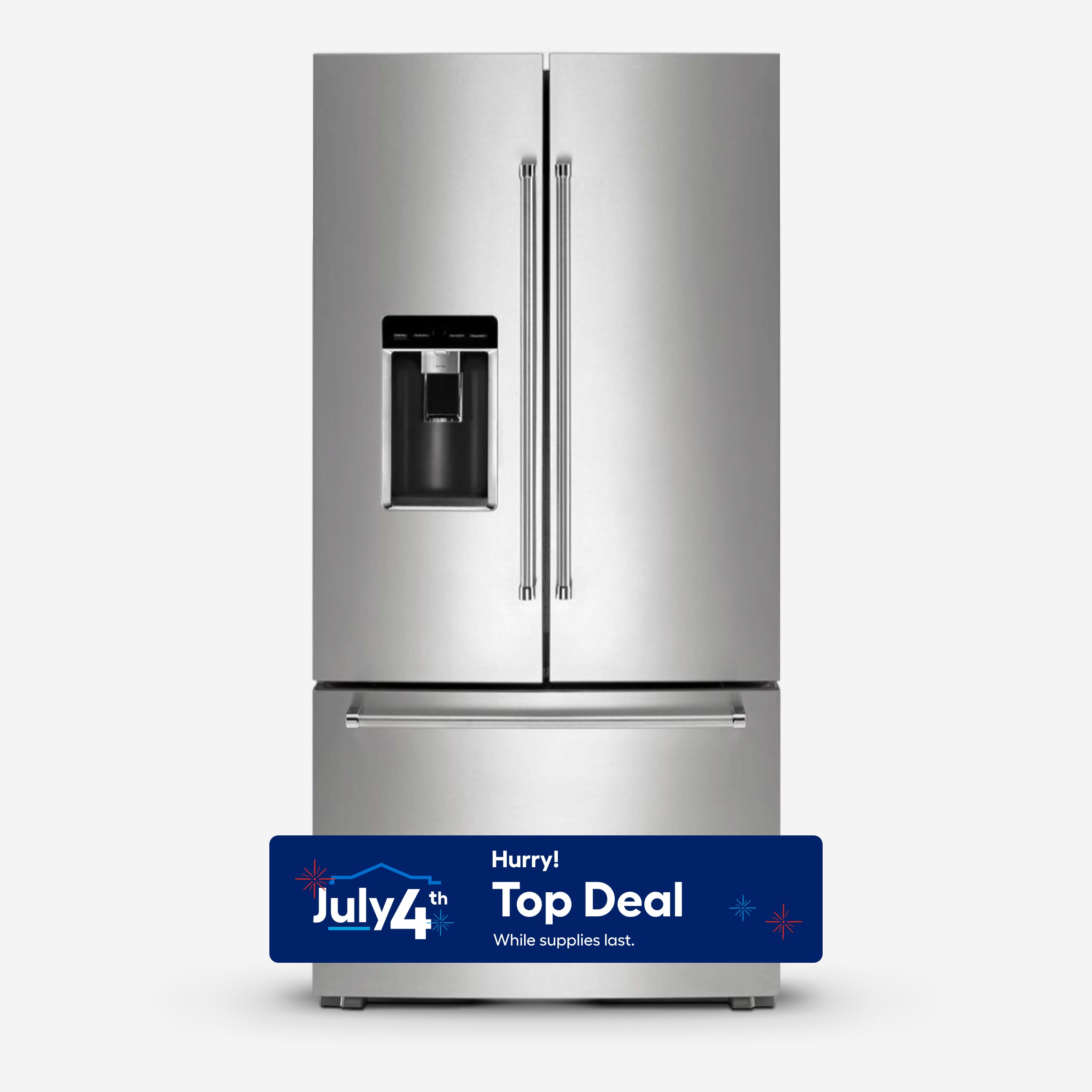 KitchenAid Counter-Depth 23.8-cu ft 3 -Door French Door Refrigerator with Ice Maker with Water and Ice Dispenser ( Stainless Steel with PRINTSHIELD Finish ) #KRFC704FPS