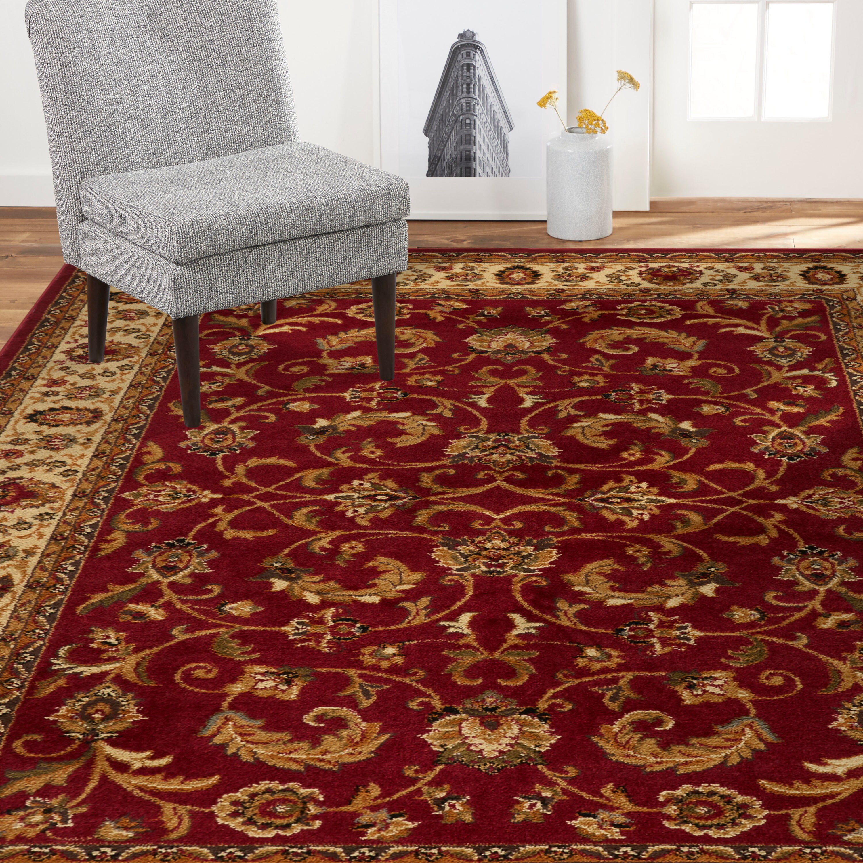 Home Dynamix Royalty Elati 5 X 7 (ft) Red Indoor Damask Oriental Area ...