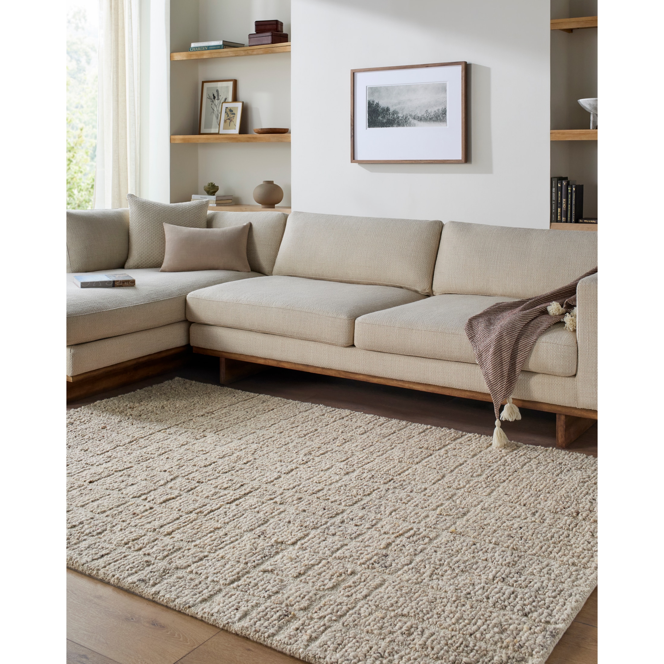 Livabliss DVN2304-69 Divine 6 x 9 (ft) Tufted Wool Beige/Brown Rectangular Indoor Checkered Bohemian/Eclectic Pet Friendly Area rug