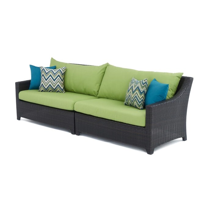 Rst Brands Deco Wicker Outdoor Sofa, Wicker Outdoor Cushions
