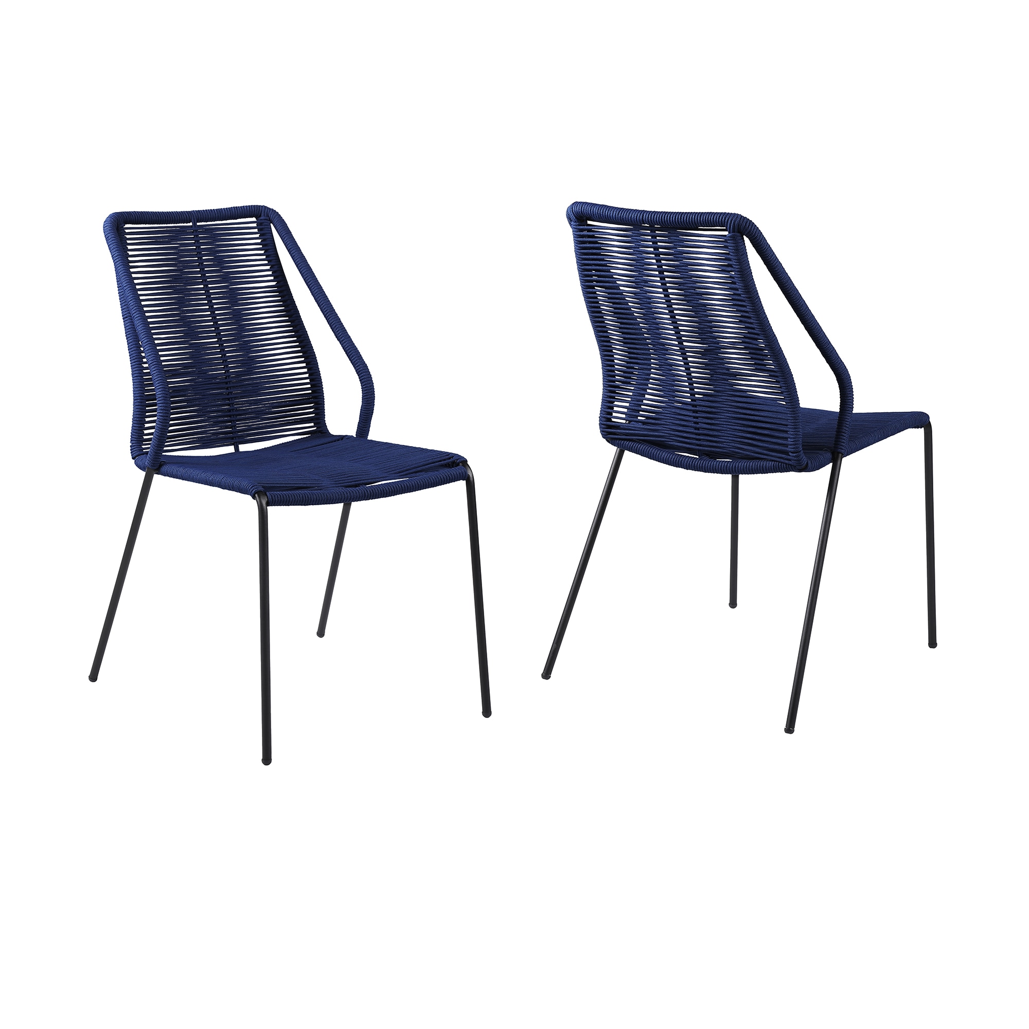 Clip 22" Blue Steel and Rope Armless Side Chairs - Set of 2