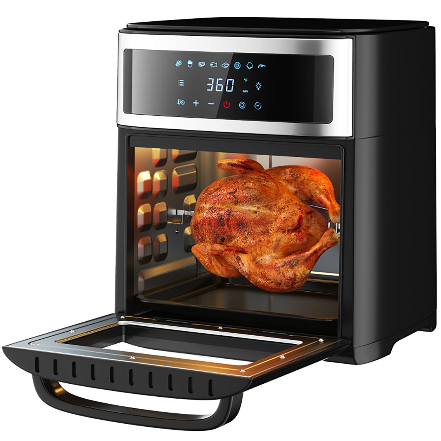  Air Fryer, 12 L (12.7 qt) Air fryer Oven with Rotisserie  Function, 10 in 1 Electric Hot Oven with 8 Cooking Accessories and Recipe,  1700W Air Fryer Toaster Oven with 9
