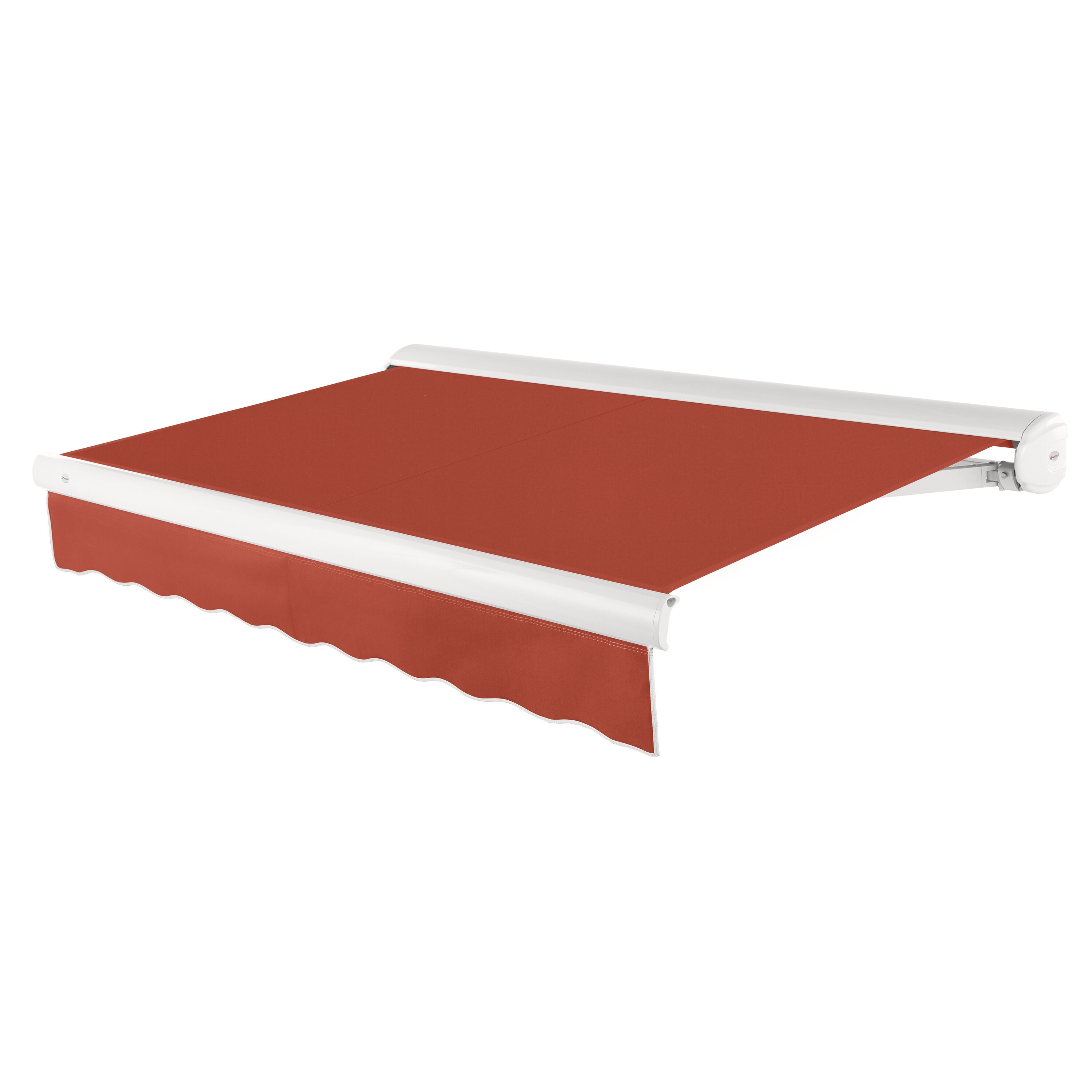 Awntech KWL12-L-TER Key West Left Motor 144-in Wide x 120-in Projection x 10-in Height Fabric Terracotta Solid Motorized Retractable Patio Awning